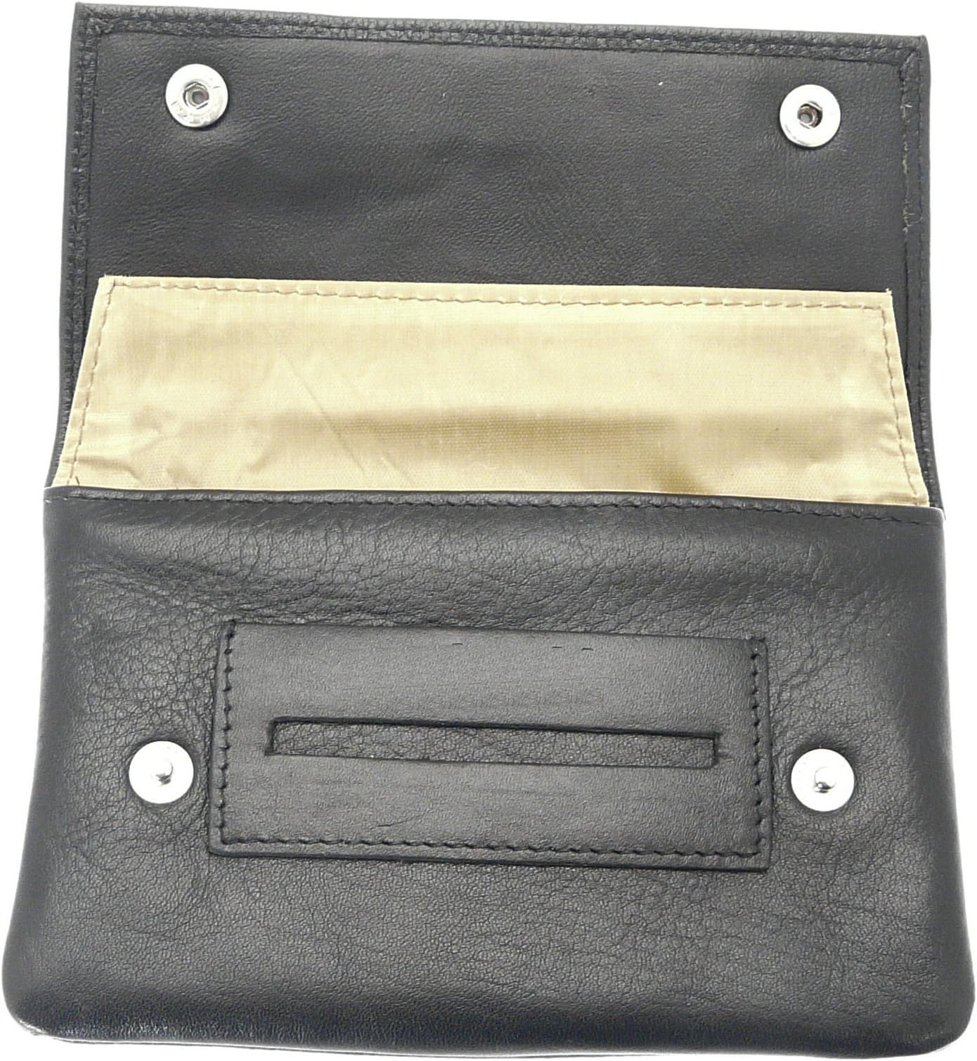 benerini Genuine Soft Black Leather Premium Quality Tobacco Pouch.