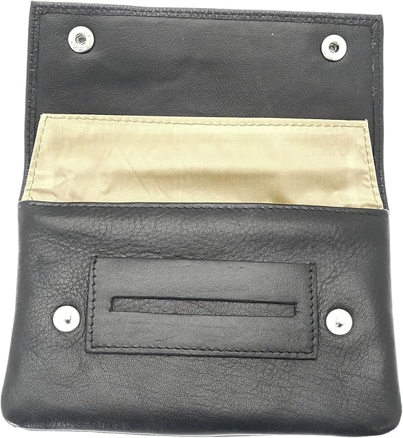 Genuine Soft Black Leather Premium Quality Tobacco Pouch.