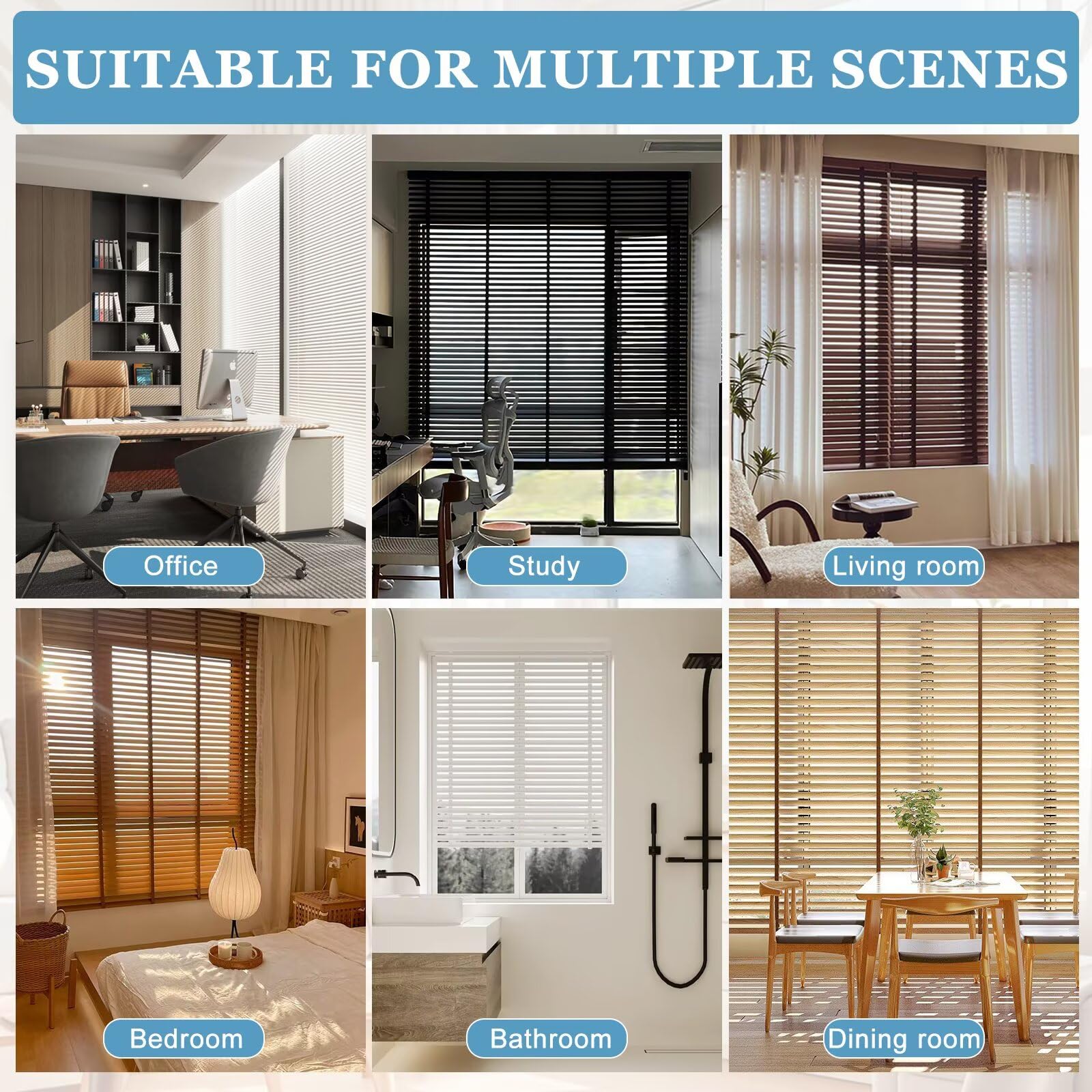 2 Slat Wood Blinds - Cordless Blackout Window Blinds, Custom Size Faux Wood Venetian