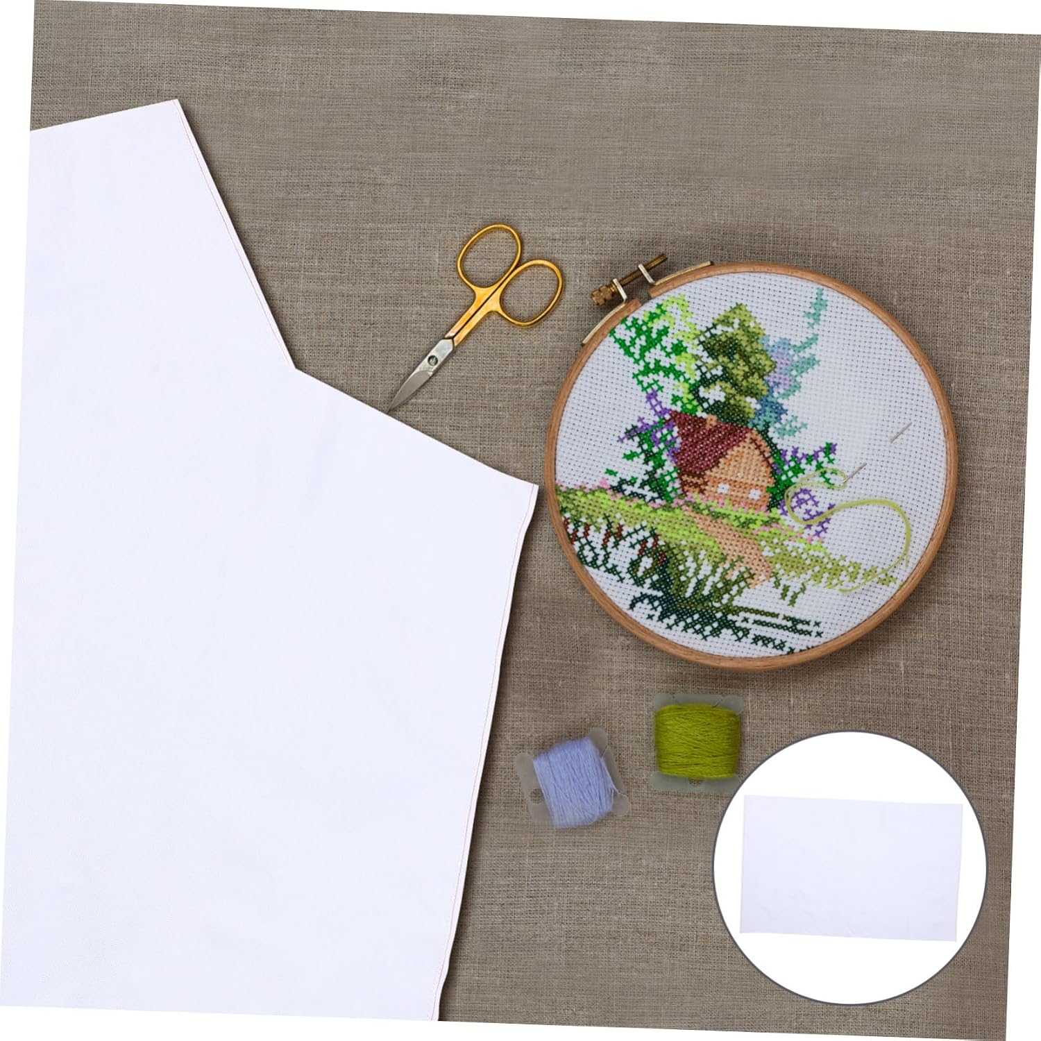 STOBAZA Cotton Cross Stitch Fabric Pre-Cut Solid Color Embroidery Cloth for DIY Needlework Handmade Craft Material for Hanging Machine Stitching and Projects