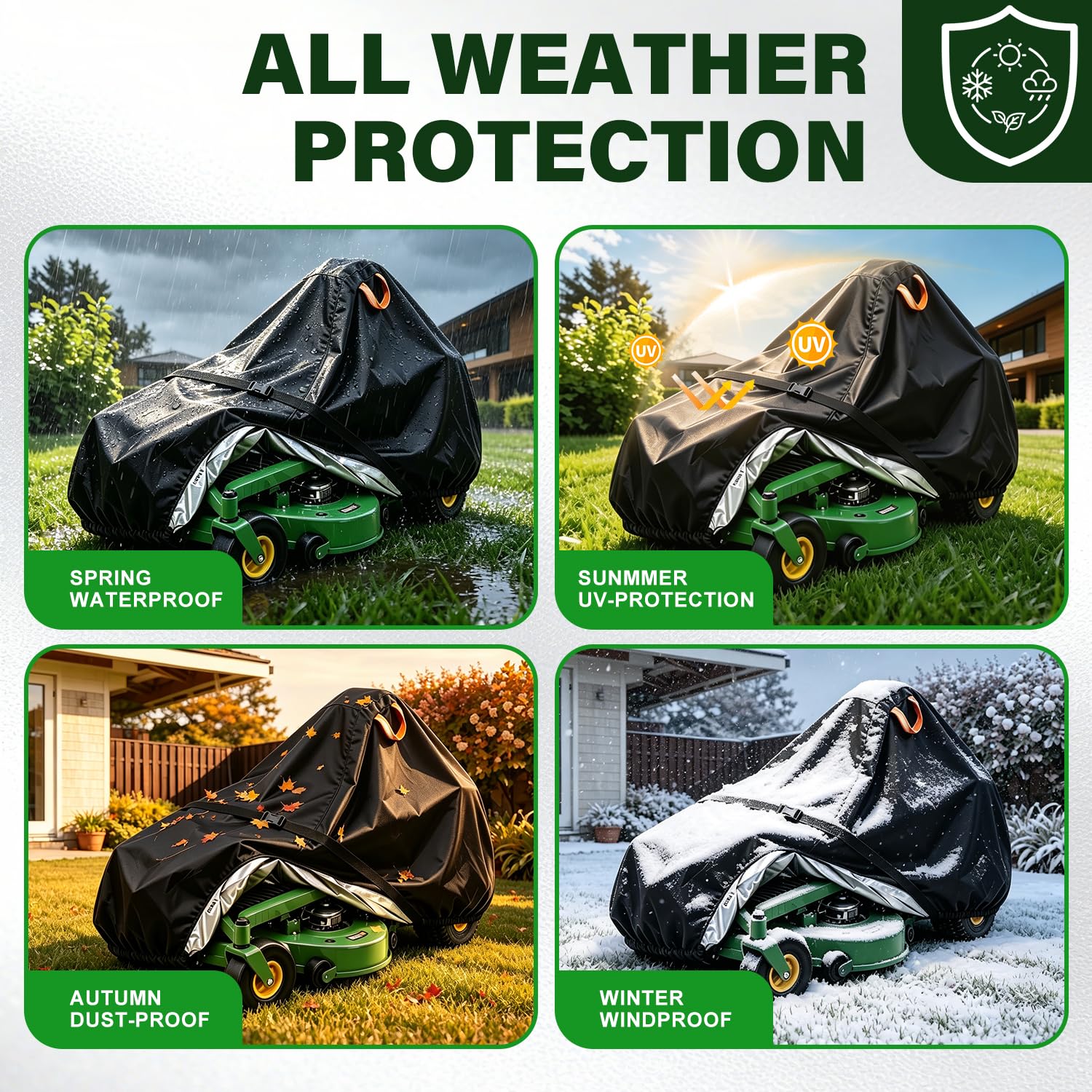 Fundas para cortacésped de giro cero, cubierta impermeable para cortacésped al aire libre, se adapta a cubiertas de hasta 60 pulgadas, accesorios de cubierta de almacenamiento para