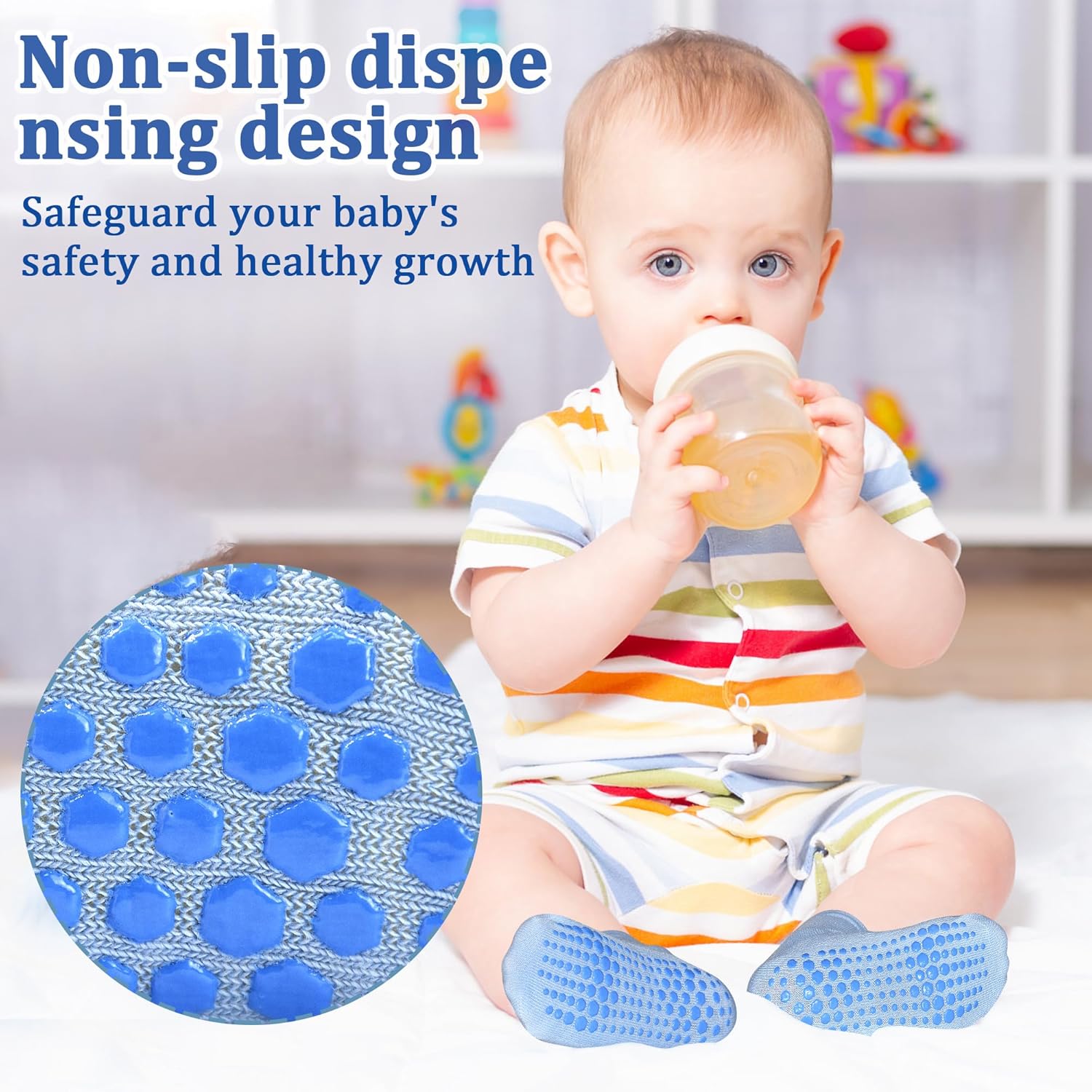 Tphon Toddler Socks with Grippers Toddler Boy Socks for Baby Children 12 Pairs Kids Anti Skid Sock 0-7 Years - Image 5