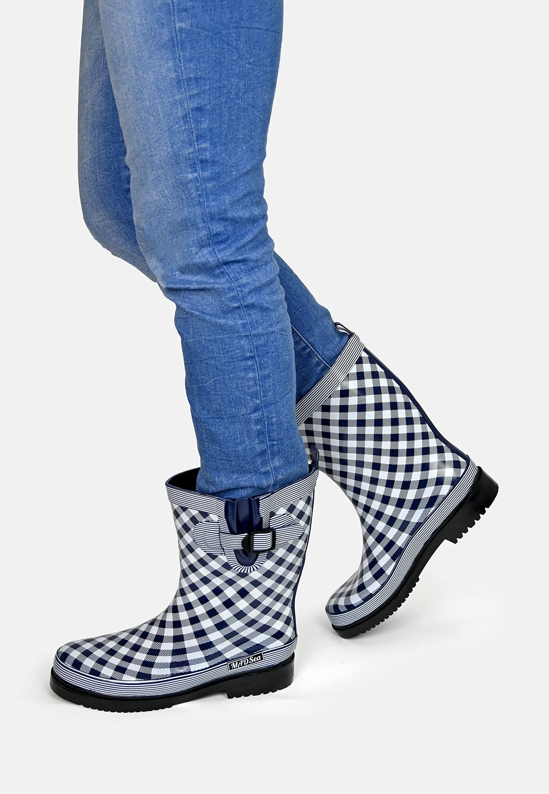 MADSea Damen Gummistiefel Ocean Checkered Halbschaft kariert