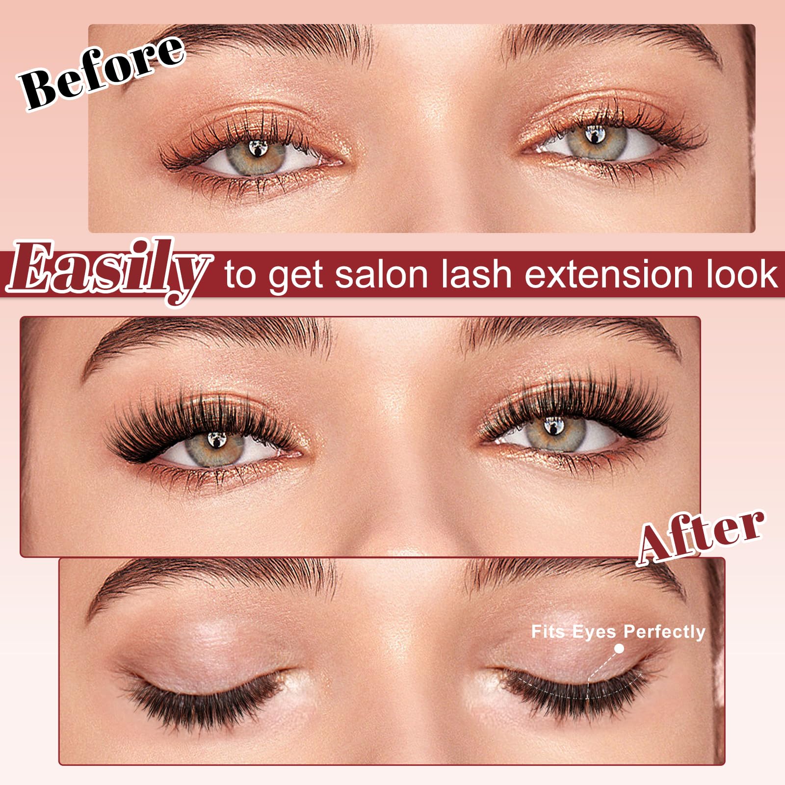 Higu clace Magnetic Eyelashes with Applicator, 1 Pair Reusable Magnetic Lashes Without Eyeliner, Magnetic Eyelashes Natural Look, No Glue Needed (XTY-A03) — view 2