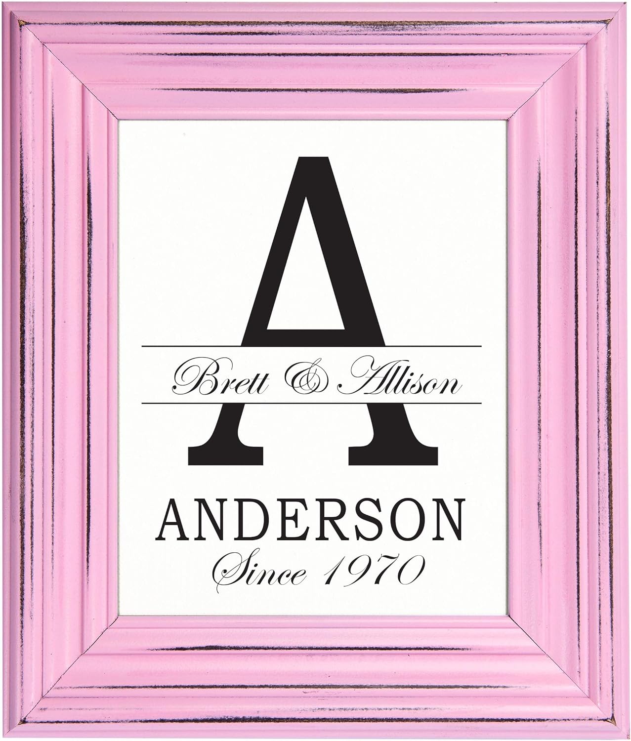 Lifesong Milestones Personalized Wall Hanging Family Monogram Photo Frame “A” - Established Date Family Name Signs for Home Decor-Family Initial Wall Decoration for living room kitchen 15”x18” (Brown)
