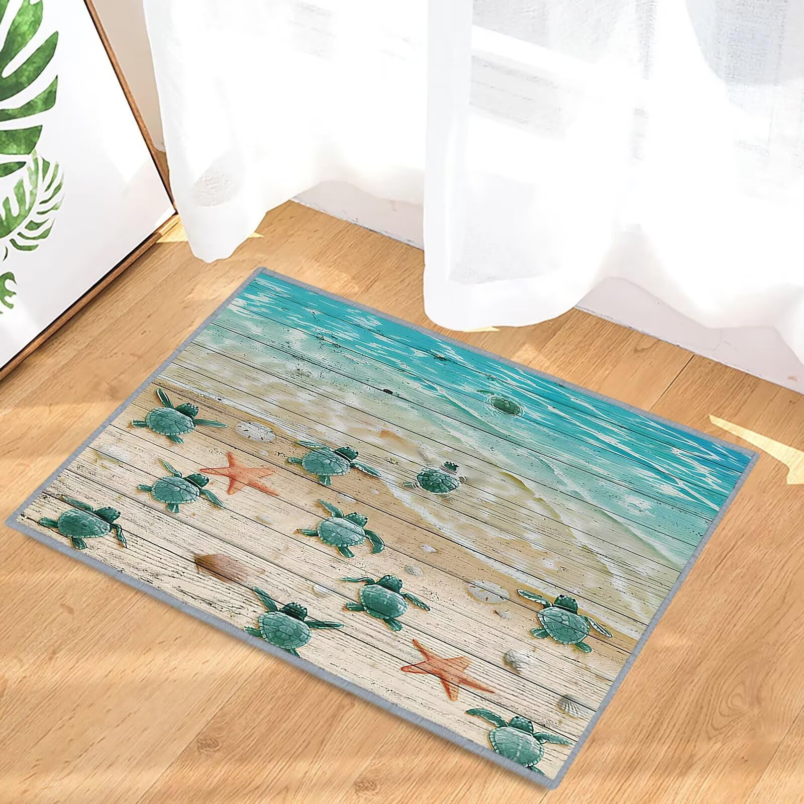 COVASA Sea Turtle Area Rug 2x3 Throw Rugs Turtle Rug Coastal Area Carpet Small Rug Washable Entryway Doormat Indoor Entrance Door Mats Non-Slip Floor