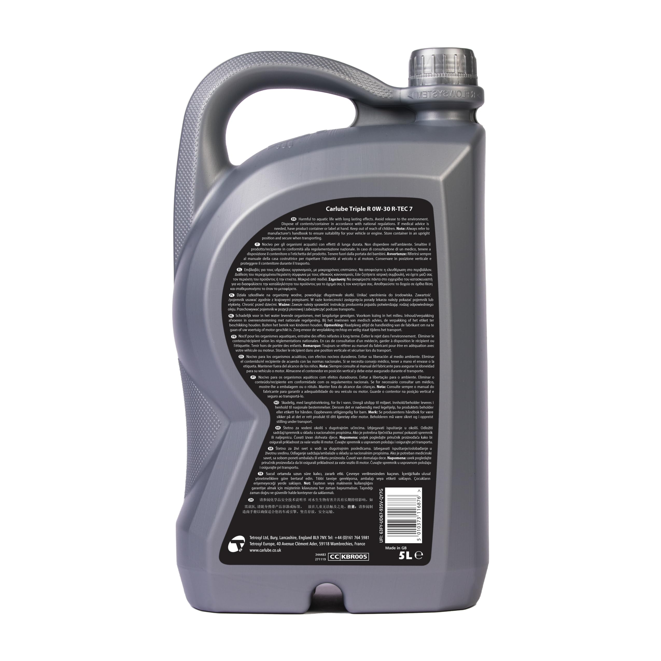 Carlube Triple R 0W-30 C2 F Aceite de motor de automóvil completamente sintético, 5 L para Ford, ACEA C2