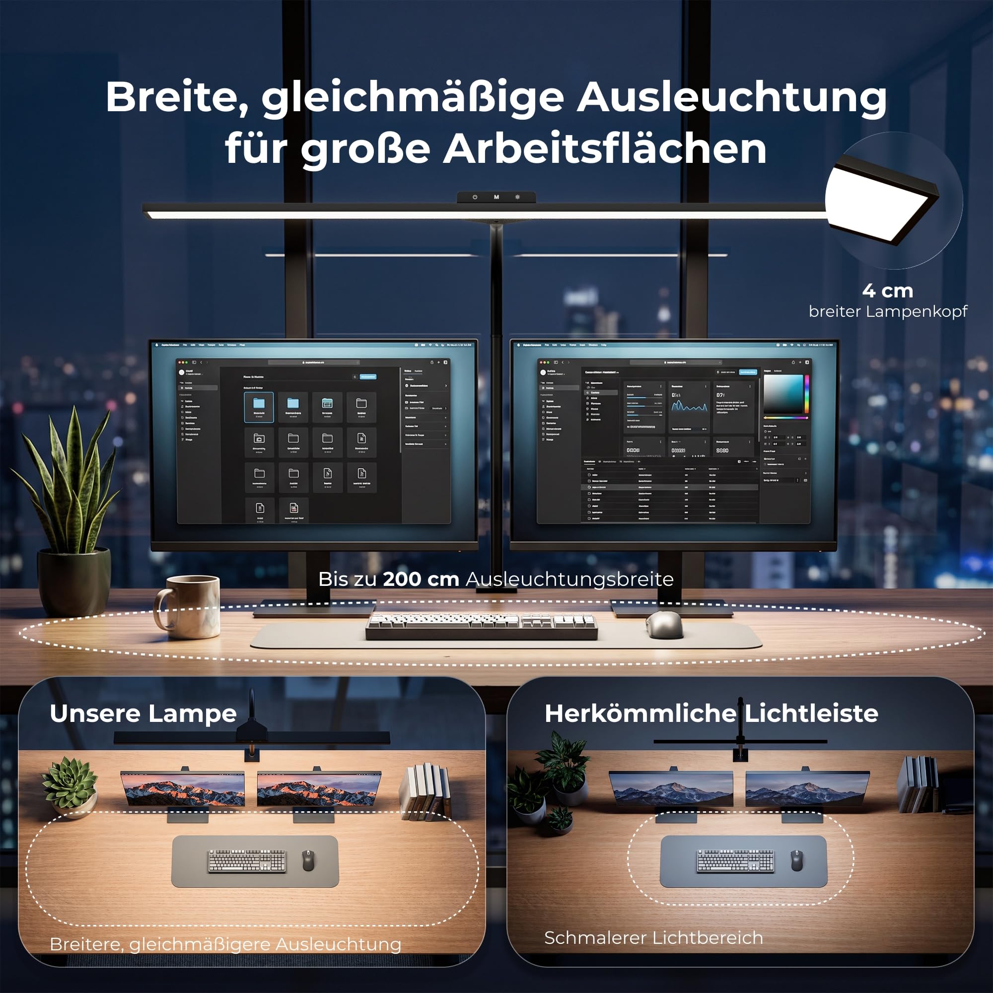 LED Schreibtischlampe klemmbar 80 cm für Büro & Homeoffice