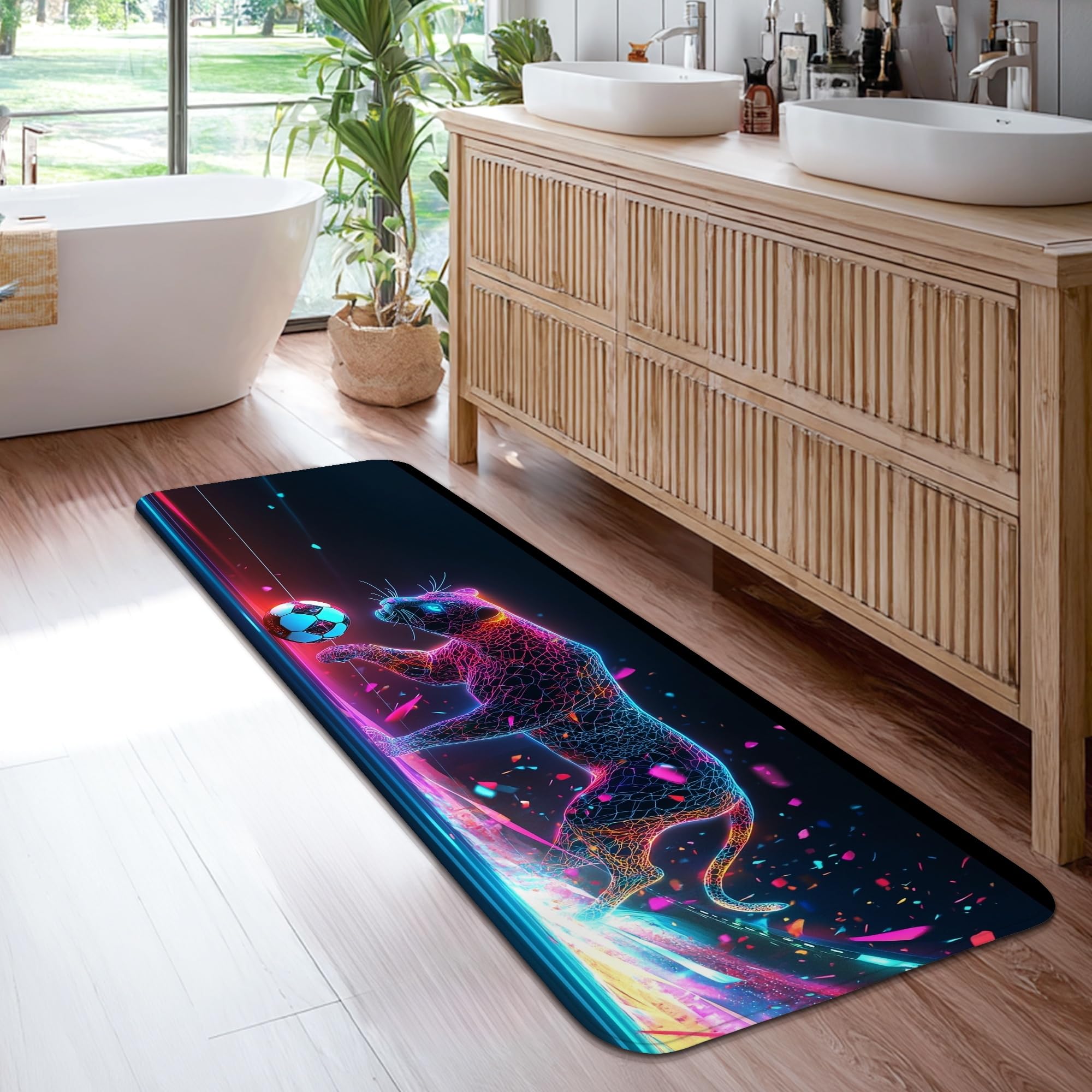 Tapis de couloir chat coloré idéal pour la cuisine et l'entrée