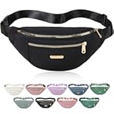 Fanny Pack for Women, Crossbody Bag Waist Pack Belt Bags for Travel Walking Hiking - Black