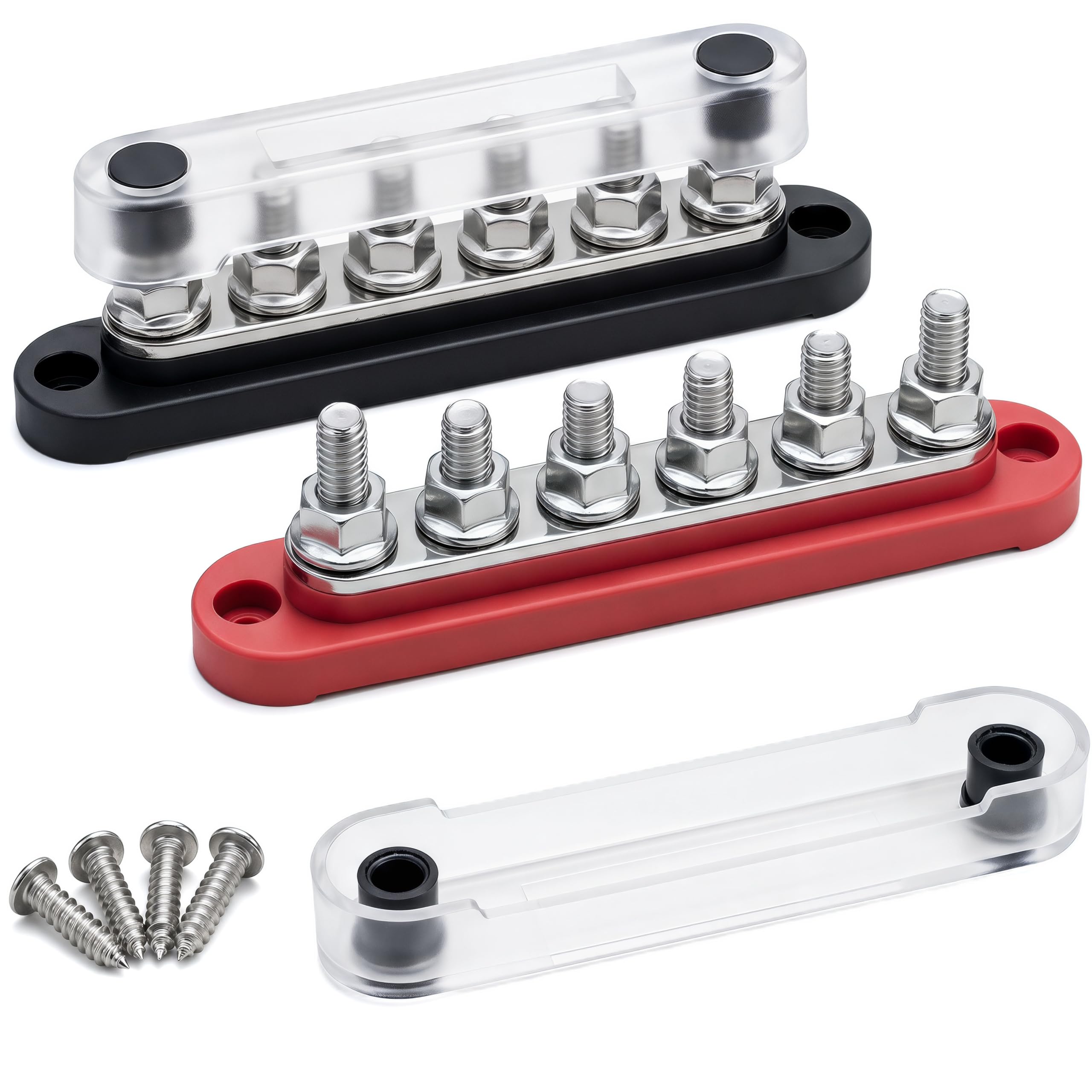 Bus Bar 12V-48V DC 300A M8 6 Stud Power Distribution Block 2Pcs