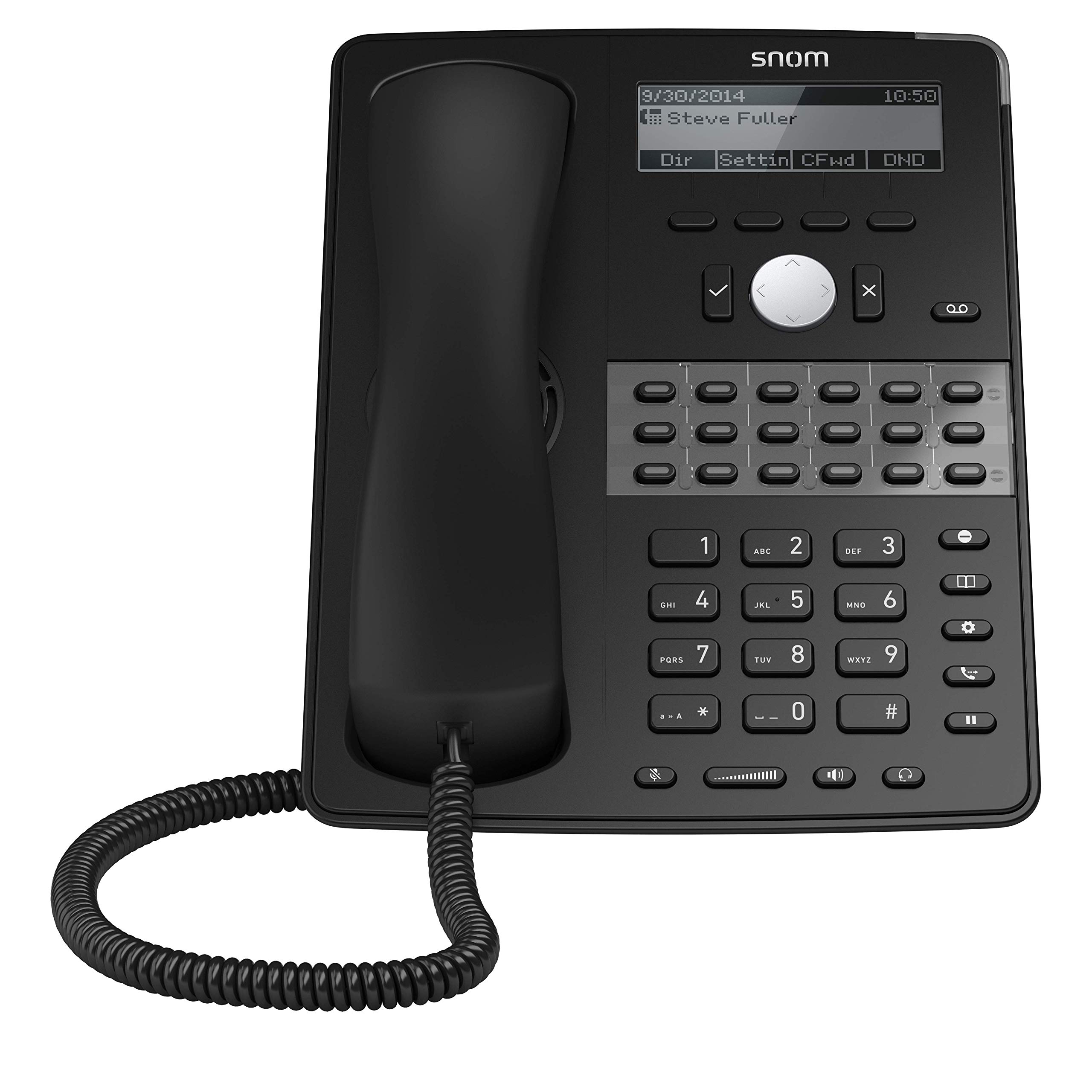 SNOM D725 Globale Desk Telefono, 12 SIP Identita, 18 multi colore tasti funzione, supporto VLAN, audio a banda larga, PoE, DSP, 2x Gigabit Ethernet, USB; Nero; 00003916