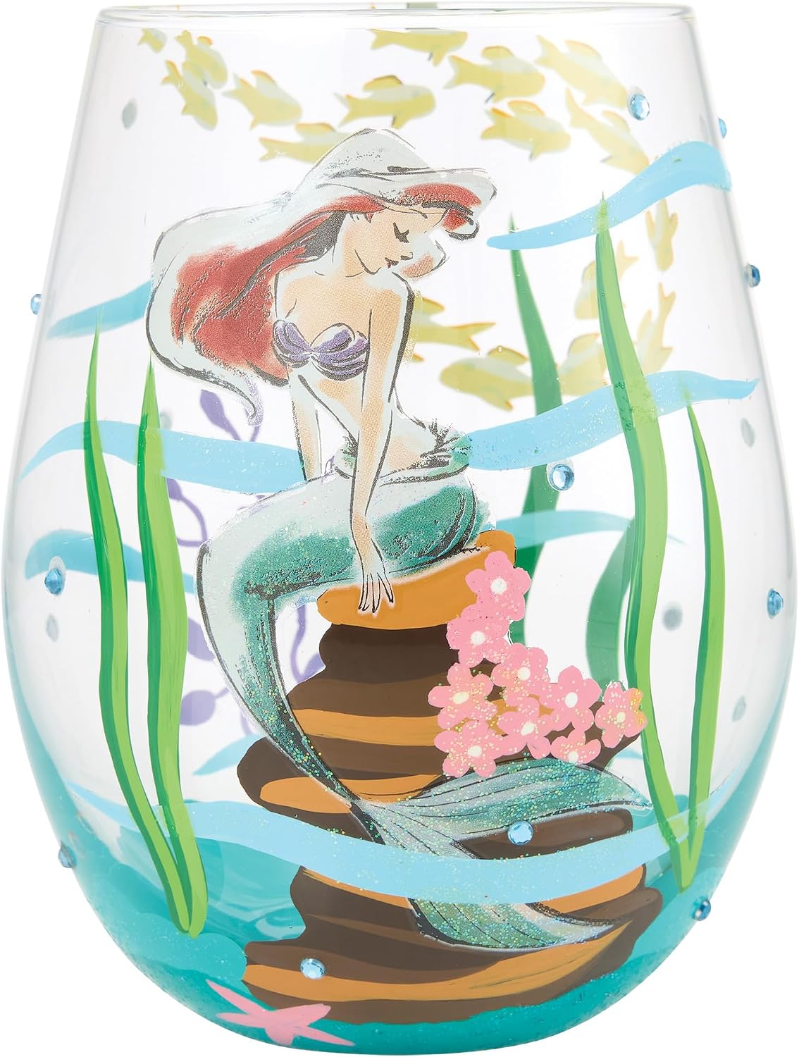 Enesco Designs by Lolita Disney The Little Mermaid Ariel an Ocean of Dreams Hand-Painted Artisan Stemless Glass, 20 Ounce, Multicolor