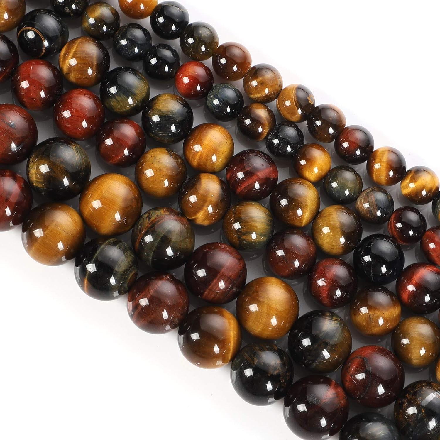 45pcs 8mm Top AAA Natural Stone Beads,Tiger Eye Crystal Gemstone(Tricolor Tiger Eye) /Smooth Round Loose Beads for Jewelry Making(Bracelet,Necklace, Earrings)-Enjoy DIY Fun Tricolor Tiger Eye 8mm