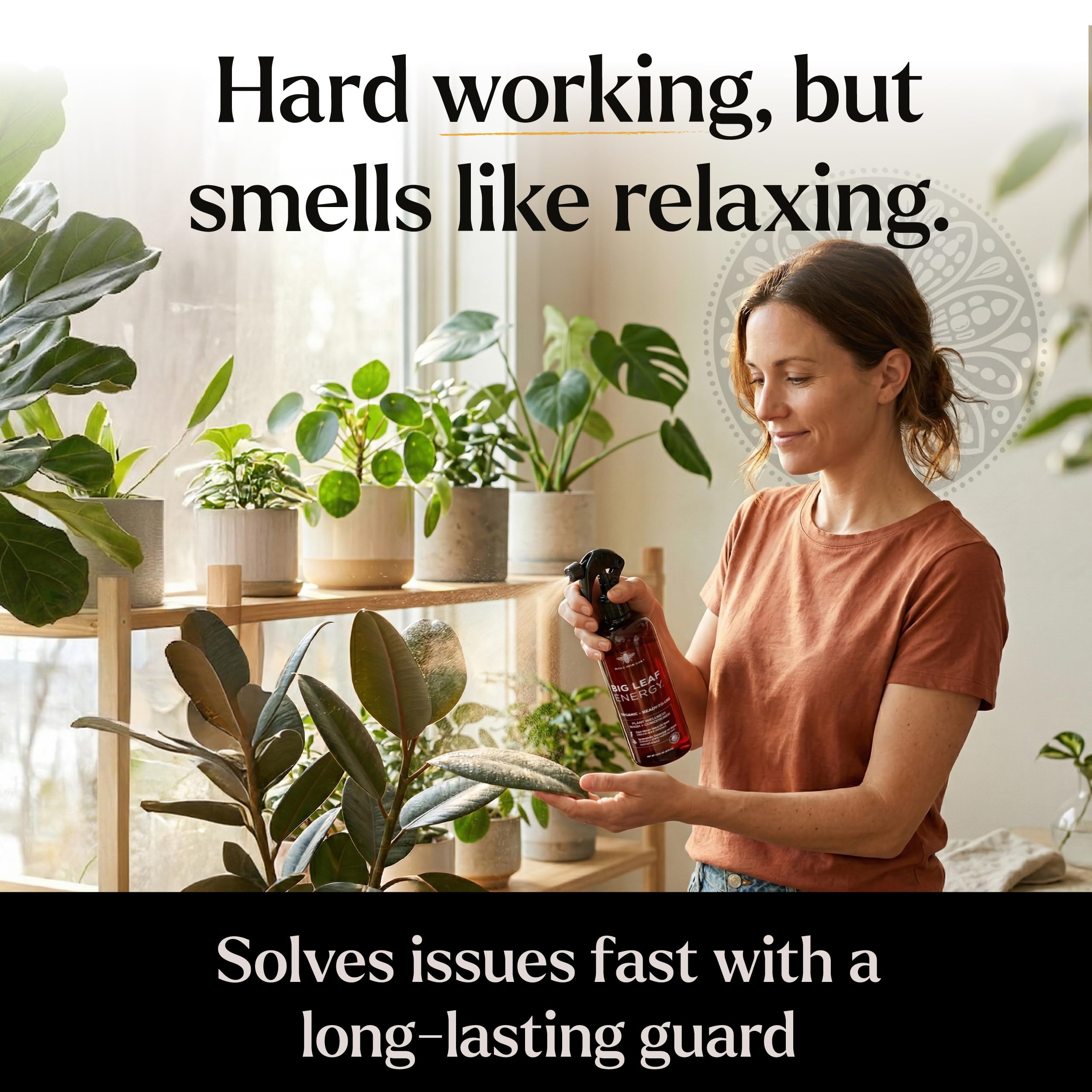 Big Leaf Energy (16 FL OZ) Organic Neem Oil Spray for Plants + Essential Oils : Ready to Use Plant Wash for Indoor Houseplants & Outdoor Gardens, Natural Leaf Shine