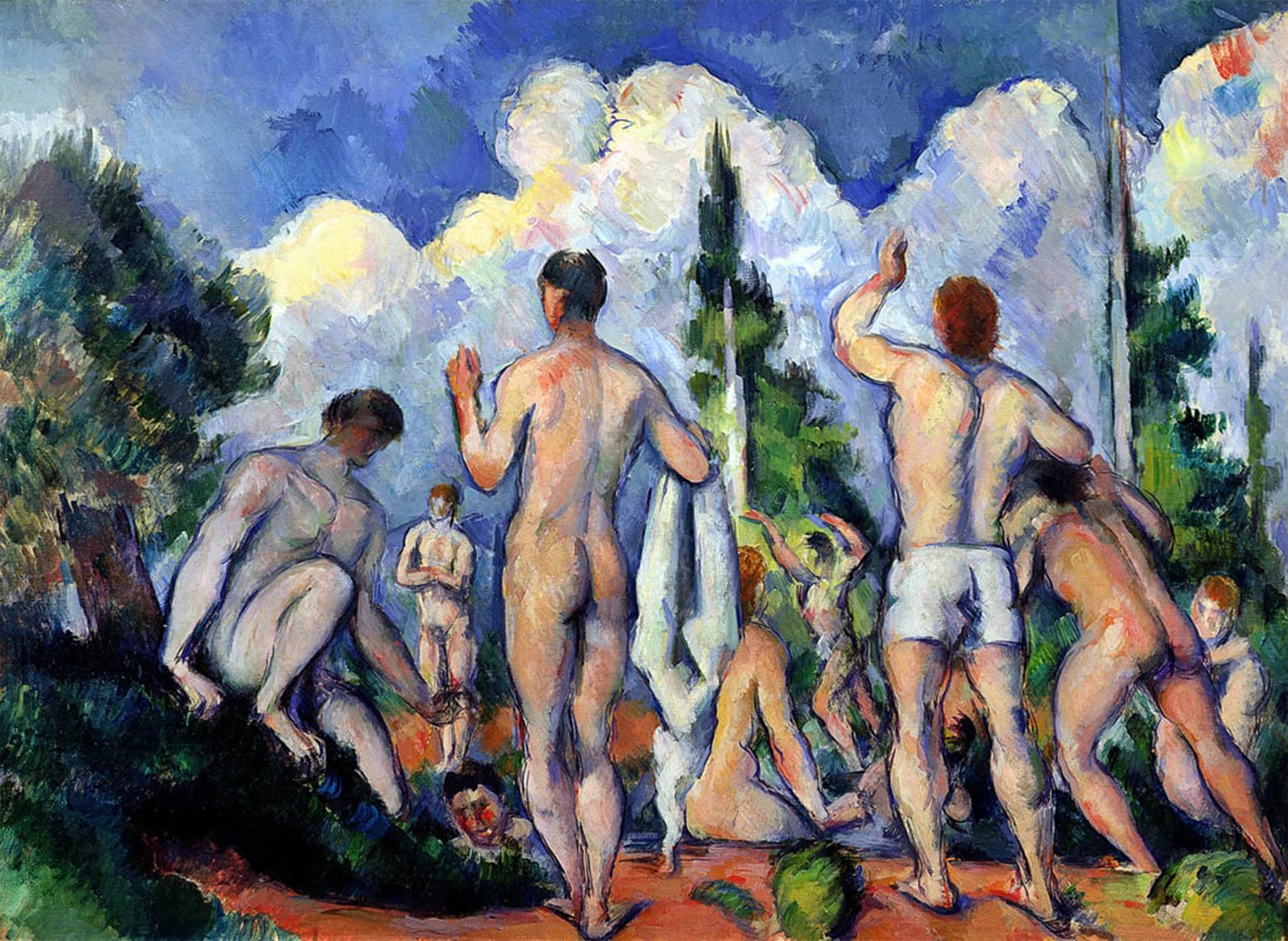 ARTXLXXBN Famous Prints Artwork Pictures Poster Painting Art the Bathers by Paul Cézanne Artwork Landscape Pictures for Home Decor 60x90cm