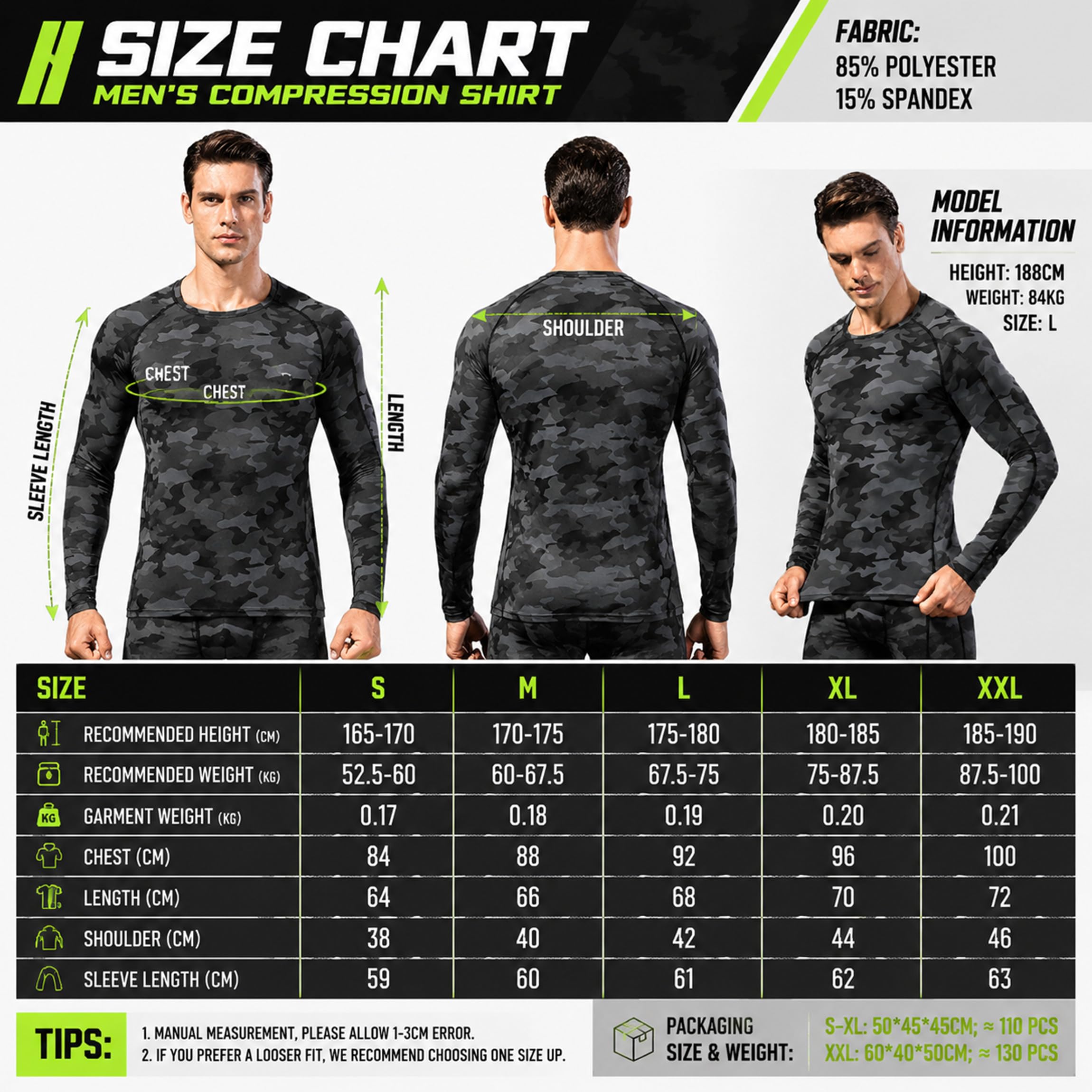 SANANG Homme Athletic à séchage Rapide Compression sous-Couche sous-Couche Haut T-Shirt à Manches Longues 3 Pack