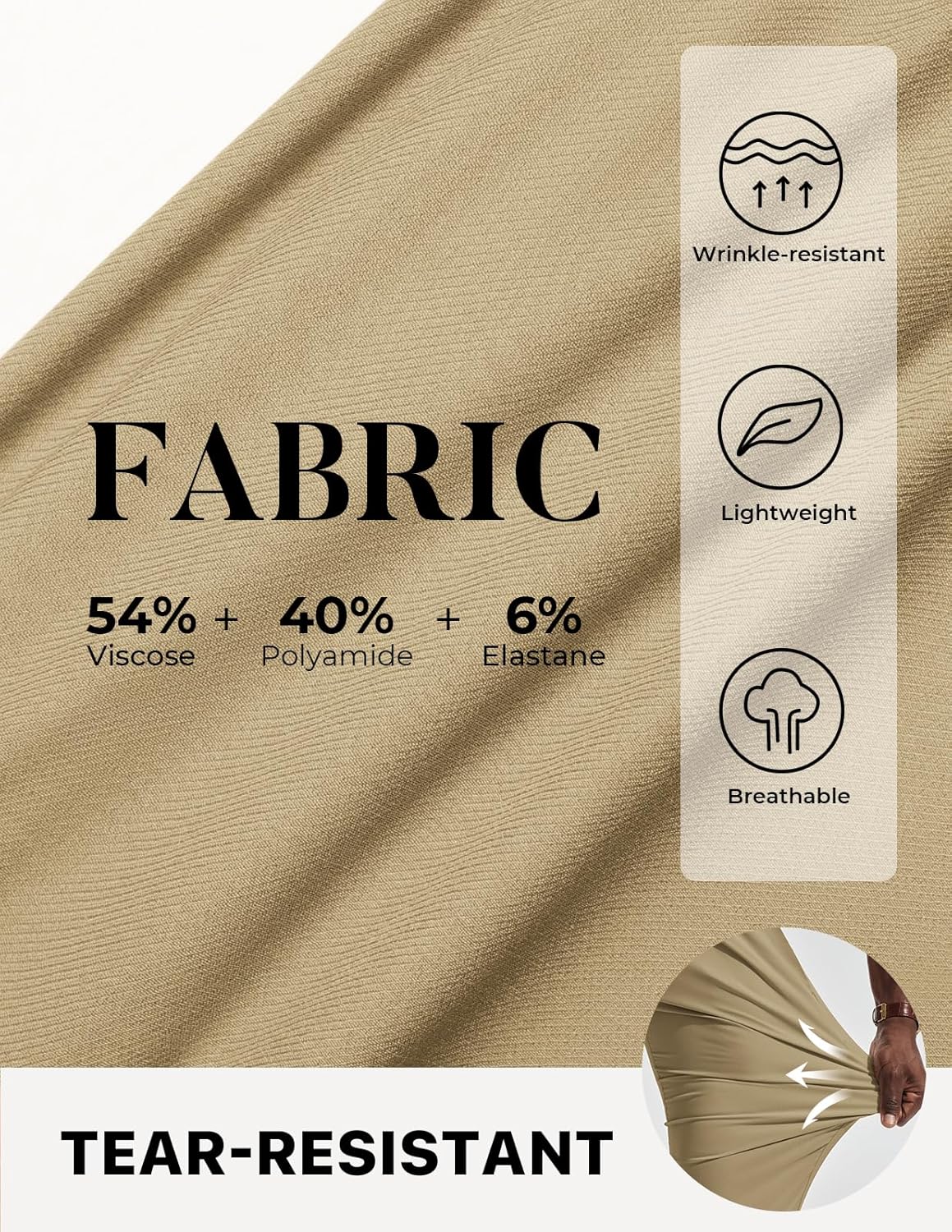 PJ PAUL JONES Mens Dress Pants 4-Way Stretch Tapered Trousers Extended Waist Dress Pant Casual Golf Pants - Image 5