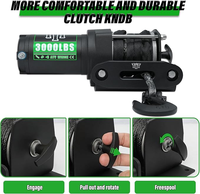 Winche Eléctrico TYT 3000 lb 12V DC con Control Remoto miniatura 6