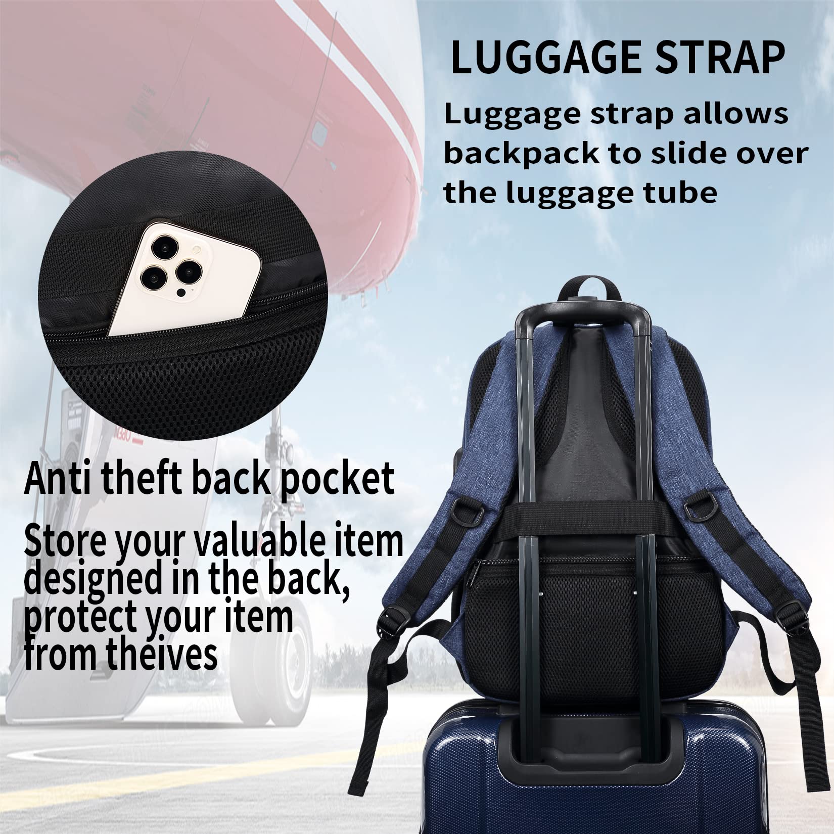 Amazon.com: QINOL Travel Laptop Backpack Business Anti Theft Laptop Backpack with USB Charging Port, Large Computer Bag for Men Women(Blue,15.6inch)