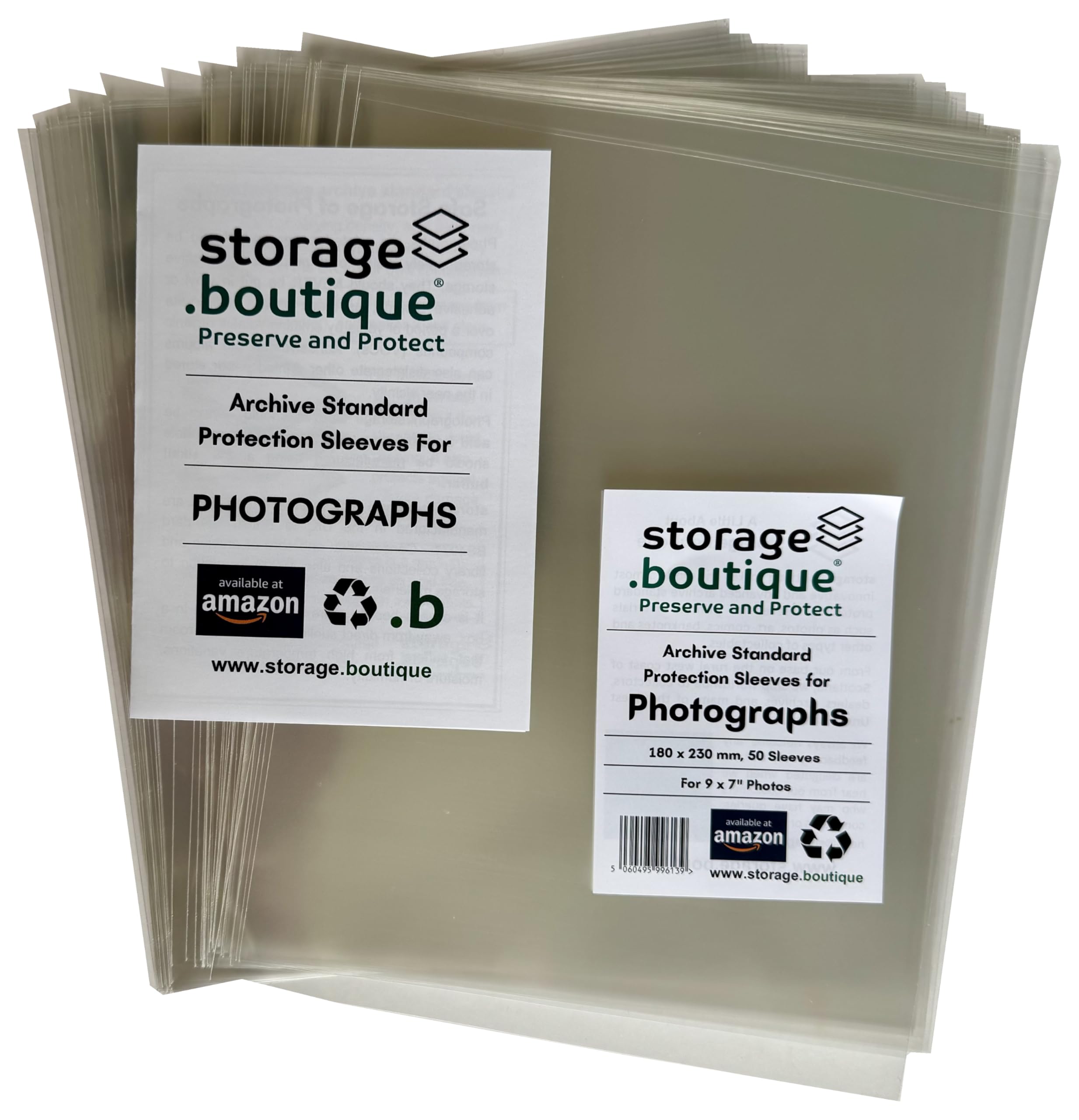 storage.boutique Photograph Protection Sleeves, Archive Standard, Acid Free, 9 x 7 inches, 230 x 180 mm, 50