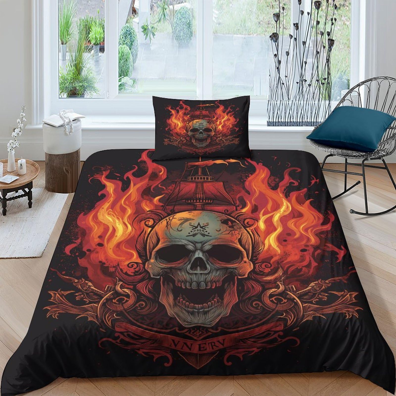 Housse de couette crâne en microfibre respirante et super douce 3 pièces