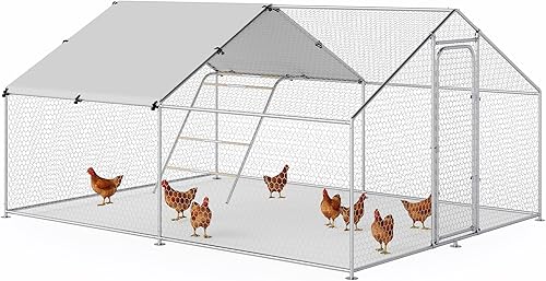 Miniatura 33 de Jaula grande de metal para gallinero con cubierta impermeable y resistente a los rayos UV, gallinero al aire libre para uso en granja en el patio