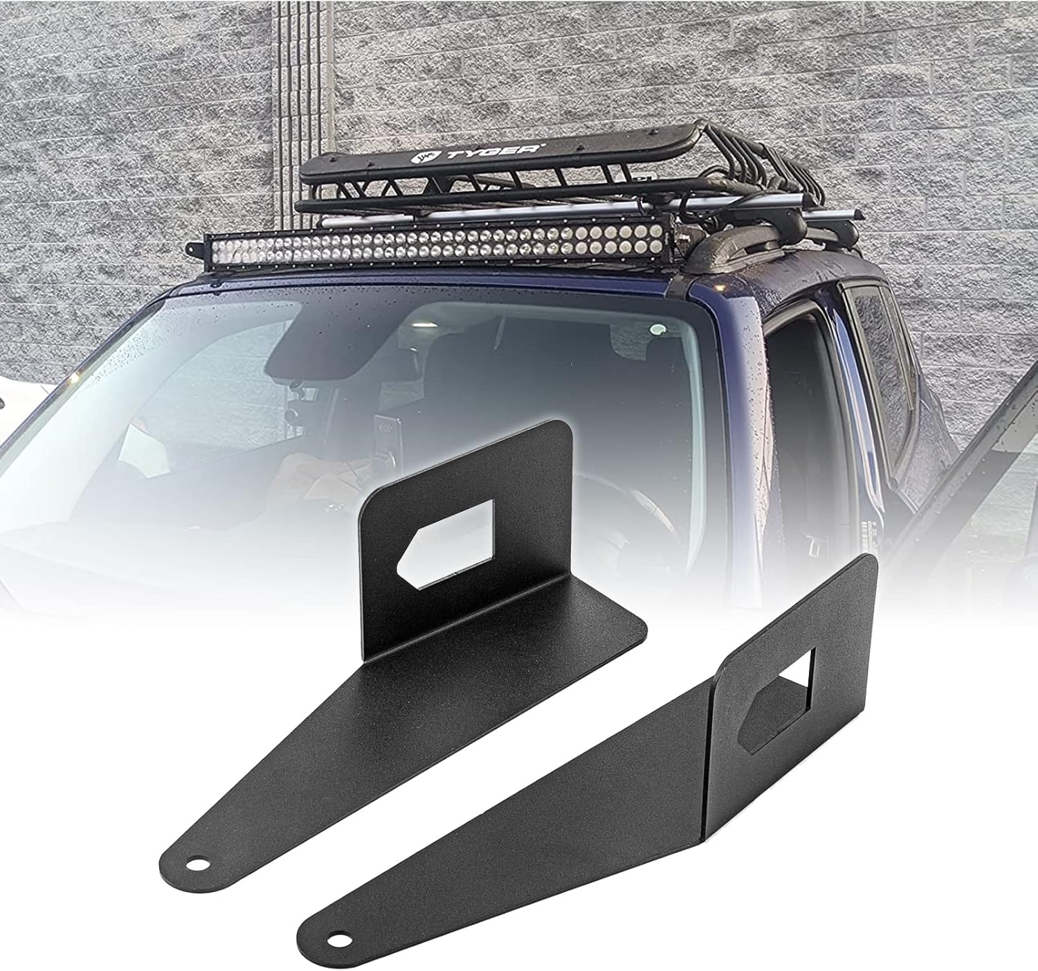 WSays Upper Windshield Roof Rails 42'' Light Bar Mount Bracket Compatible with Jeep Renegade BU 2015-2023