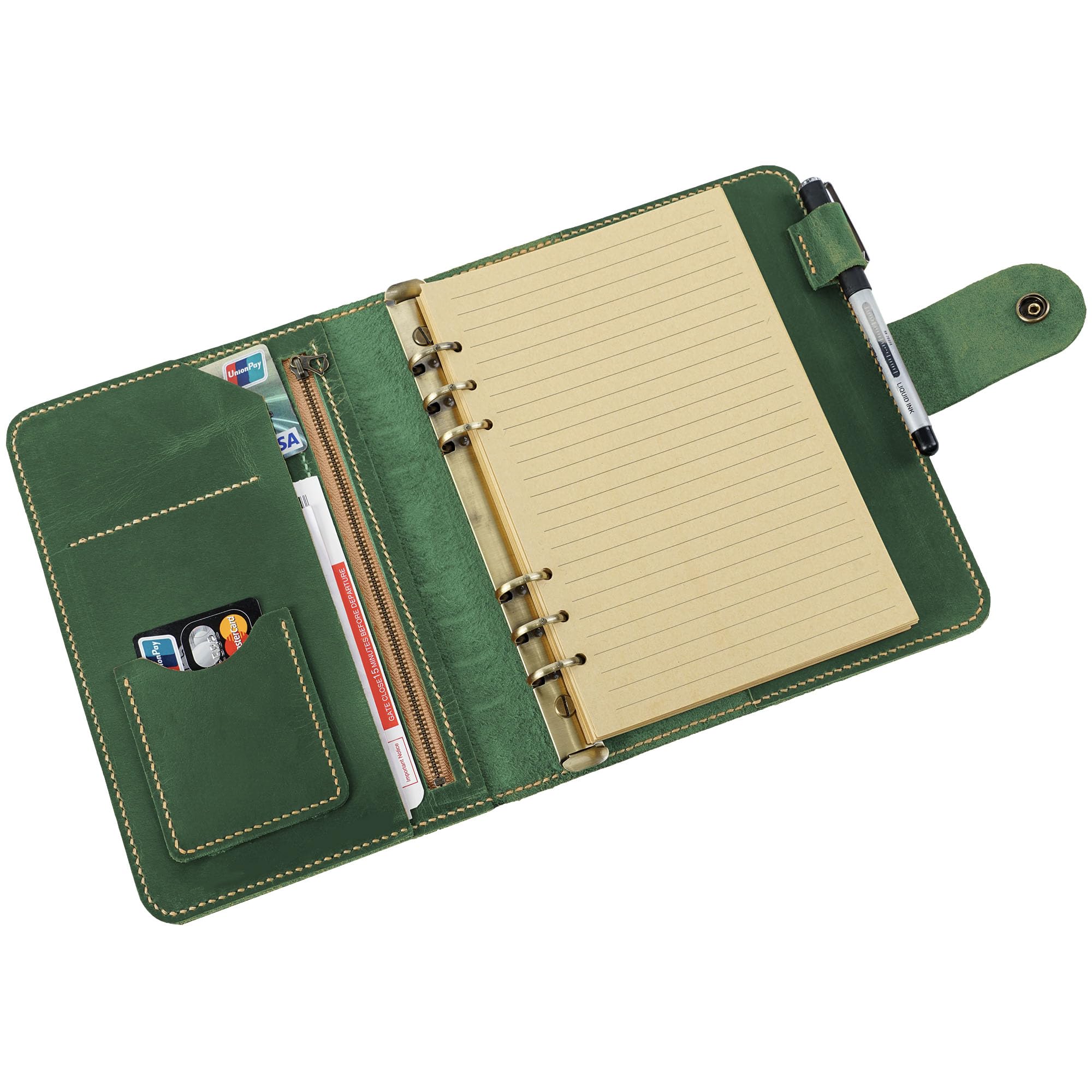 Leather A5 binder planner, Refillable leather journal, Leather notebook, A5 ring binder, Custom gift for him, Leadership Gifts, Corporate Gifts for Clients (Green)