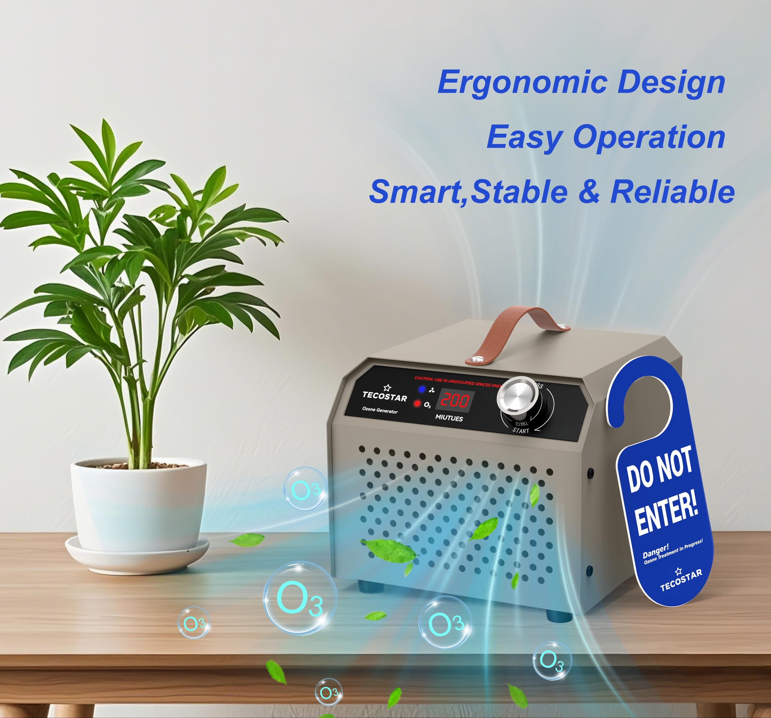 Generador de ozono de 60,000 mg/h, purificador de aire para uso doméstico e industrial, ionizador de aire O3 de alta capacidad para 4,000 pies cuadrados, eliminación de olores de humo