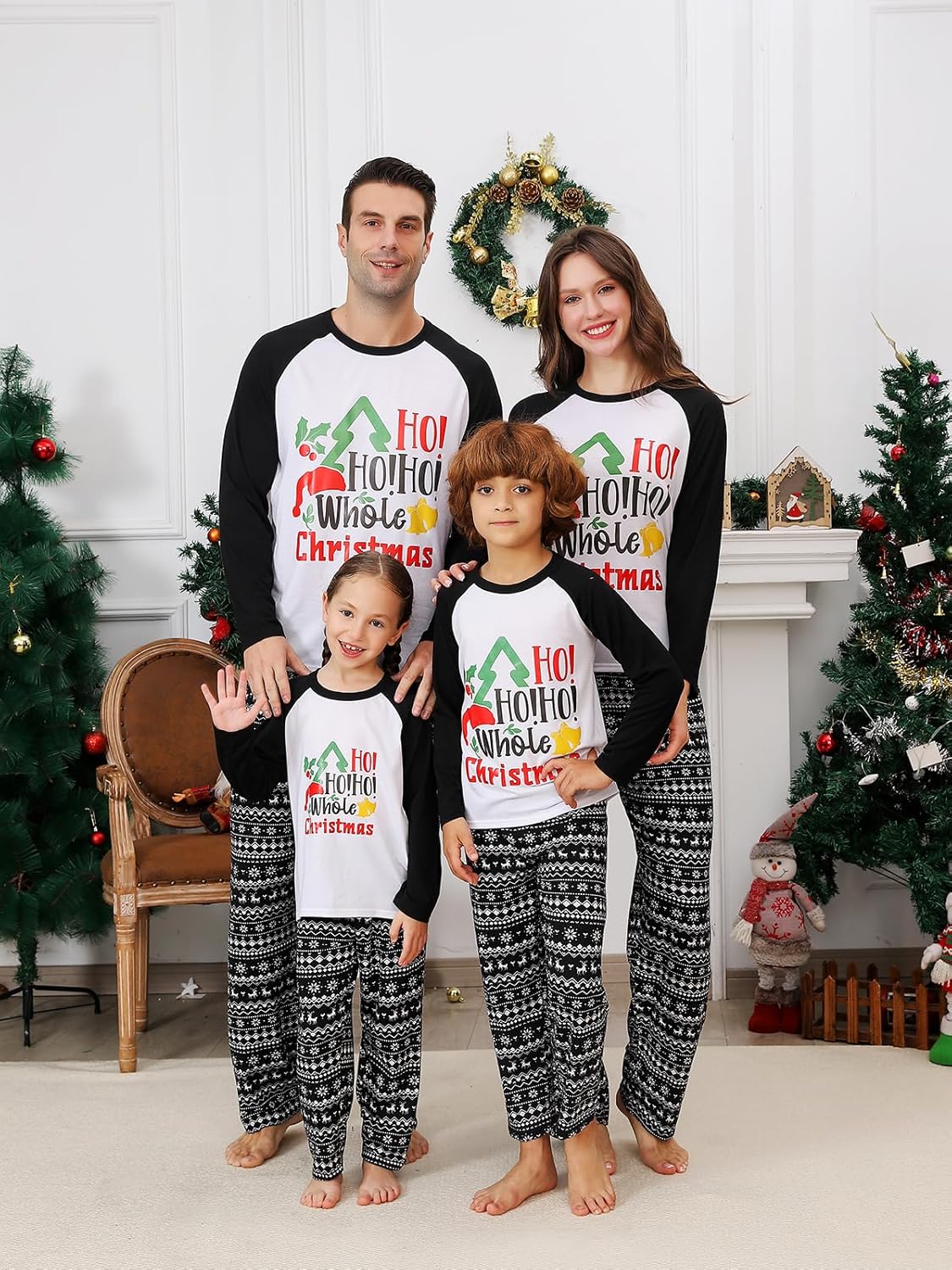 Matching Christmas Pajamas Sets for Family, Cute Womens Mens Christmas Pjs(Men,L,White Ho) - Image 6