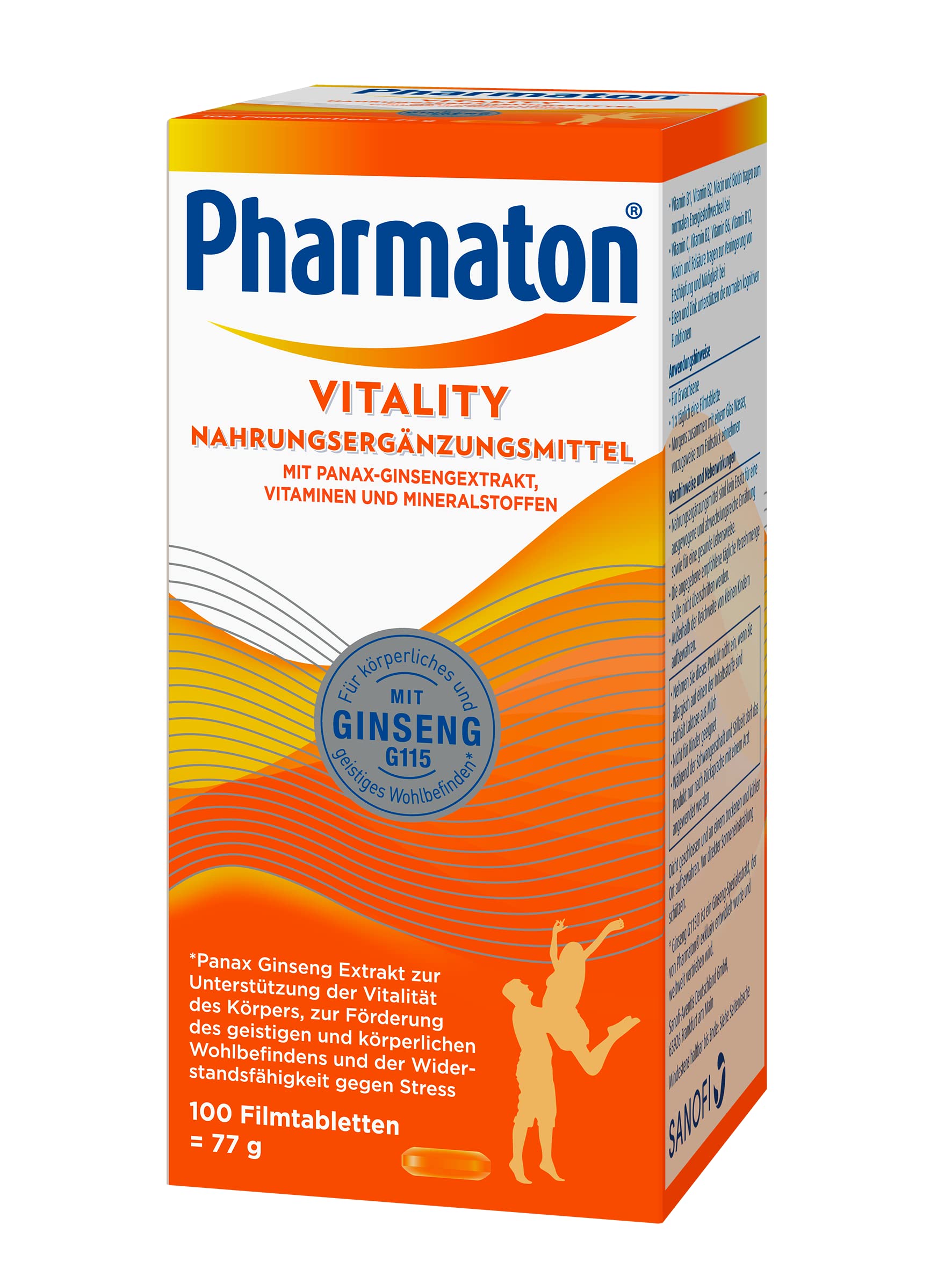 Pharmaton Vitality | 200 Tabletten | Mit Ginseng G115, B-Vitaminen, Zink & Eisen | Unterstützt Vitalität* und Wohlbefinden**