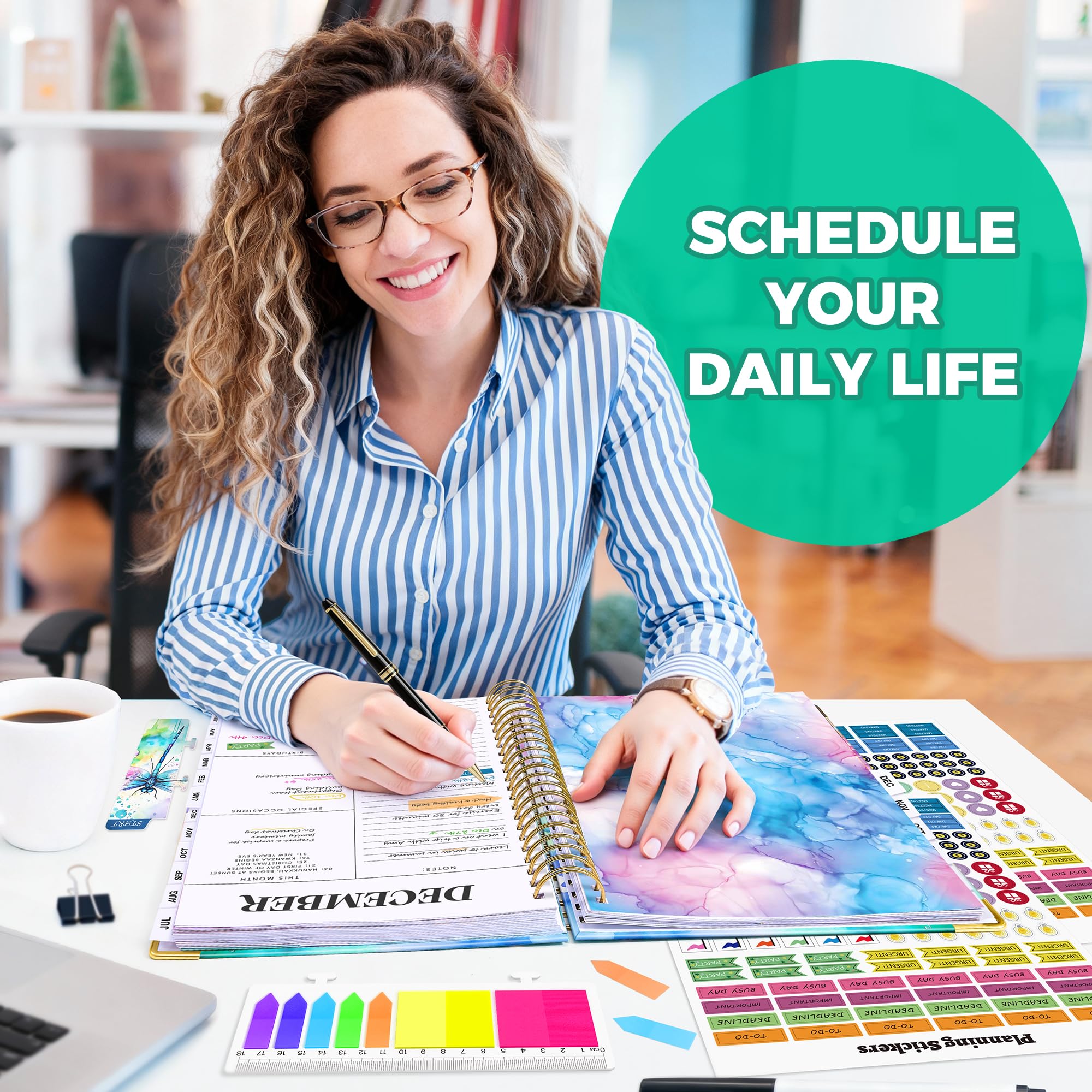 Planner 2026-2027, agenda settimanale e mensile 18 mesi, gennaio 2026 - giugno 2027, 22,9 x 29,5 cm, calendario con copertina rigida con linguette per pagina, pagina separatore, tasca interna