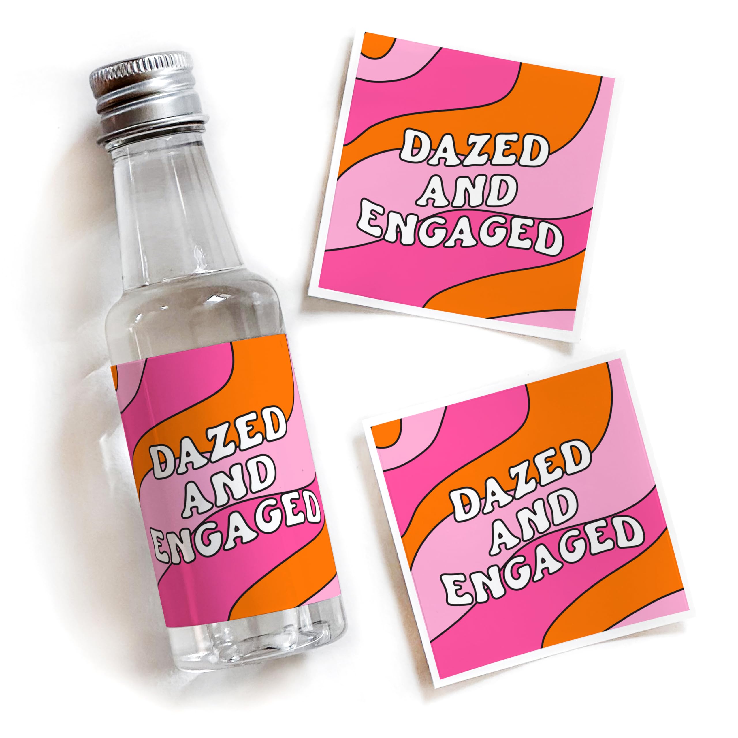 Dazed and Engaged - 50 mL Bachelorette Liquor Labels - Groovy Bachelorette Party Favors - Disco Bach Gift Bag Idea - 70s Style Bachelorette Stickers