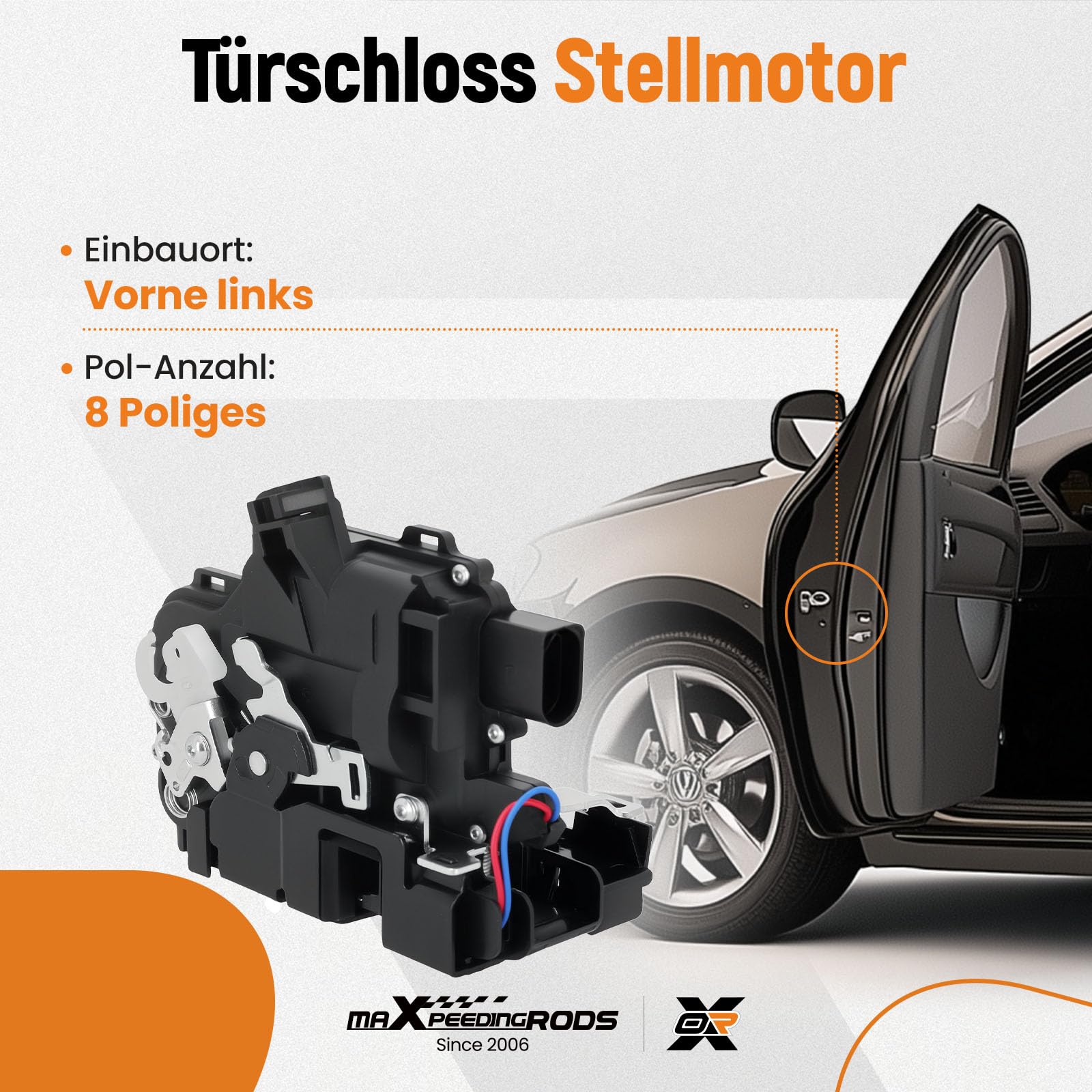 maXpeedingrods Türschloss Vorne Links Fahrerseite für VW Bora Golf IV 1J1 Polo 9N Passat 3B2 für SKODA Fabia 6Y Octavia I 1U2 für SEAT Cordoba 6L Arosa 6H Leon 1M1 mit OE 3B1837015A 6X1837013H
