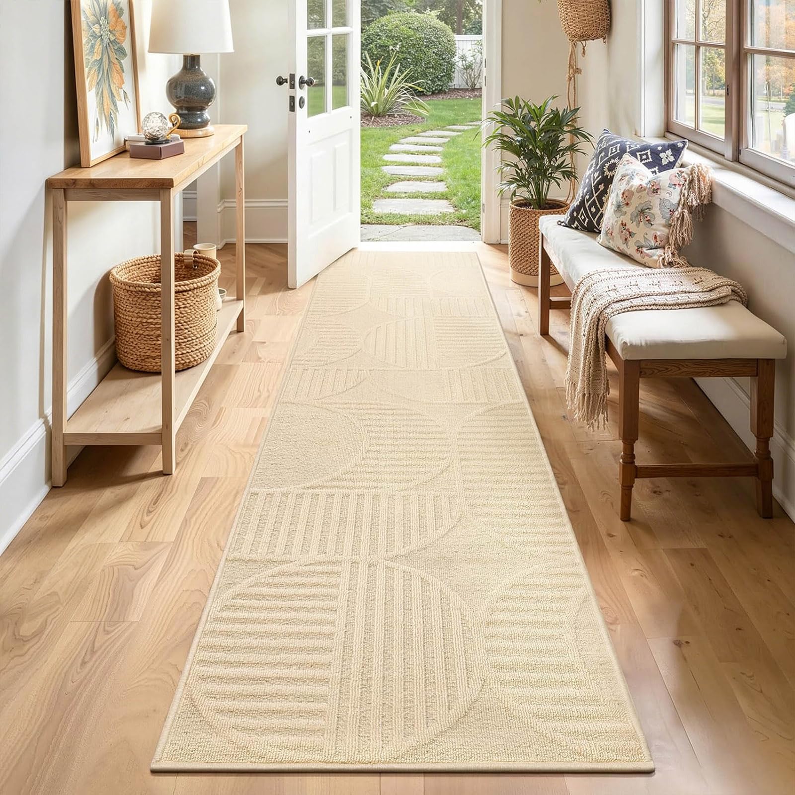 SHACOS Beige Tapis Couloir Long 60x240 cm Antidérapant