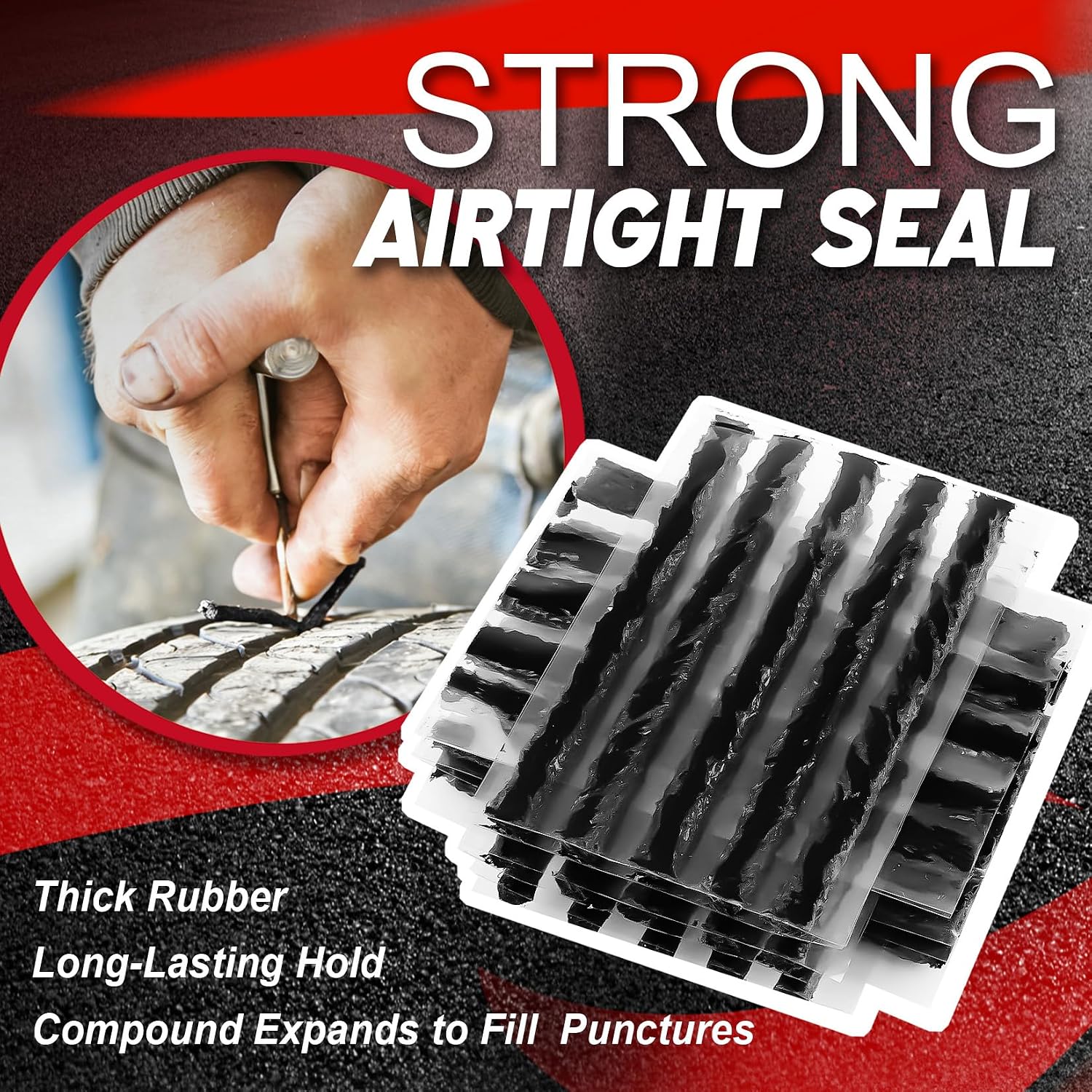 DIYSELF Tire Plug Kit, Heavy Duty Tire Repair Kit for Car Motorcycle Truck SUV, Professional Tubeless Flat Tire Repair Kit with T-Handle Tools, 45PCS