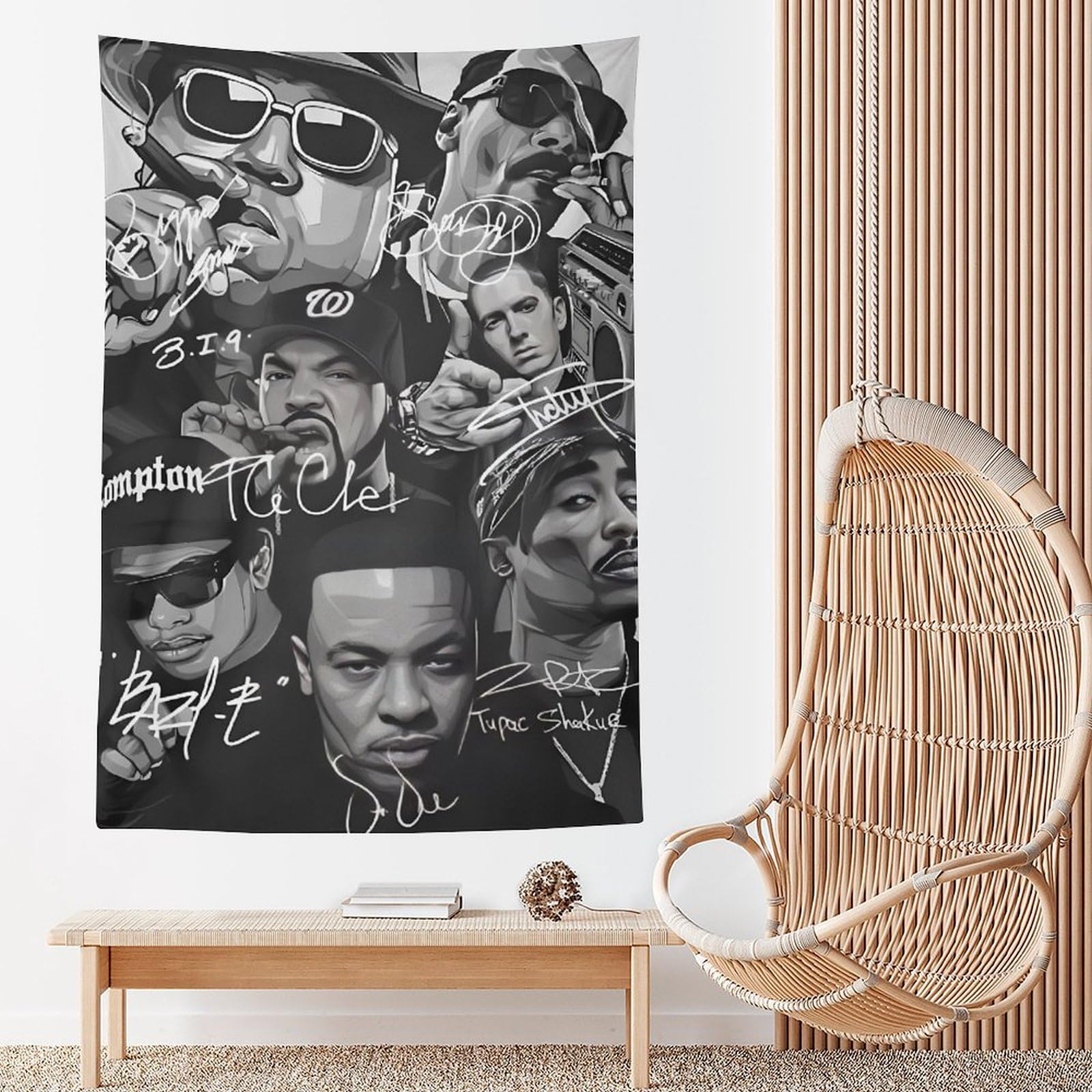 Poster da parete con motivo cantante rap hip hop con stelle (25), arazzo da parete, arazzo da parete, decorazione per soggiorno, camera da letto, 152,4 x 228,6 cm
