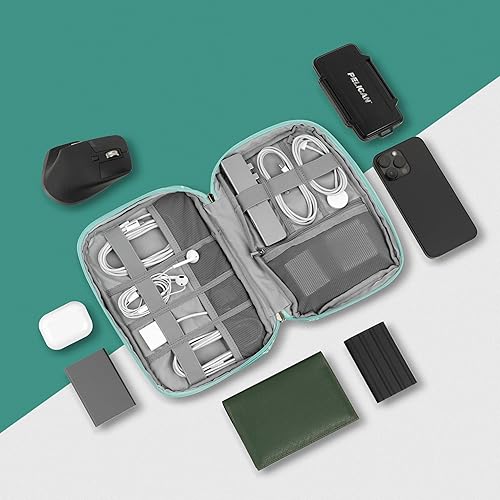Miniatura 7 de PAVILIA Estuche organizador electrónico suave de viaje, bolsa organizadora de cables de viaje, pequeña bolsa de almacenamiento de tecnología de