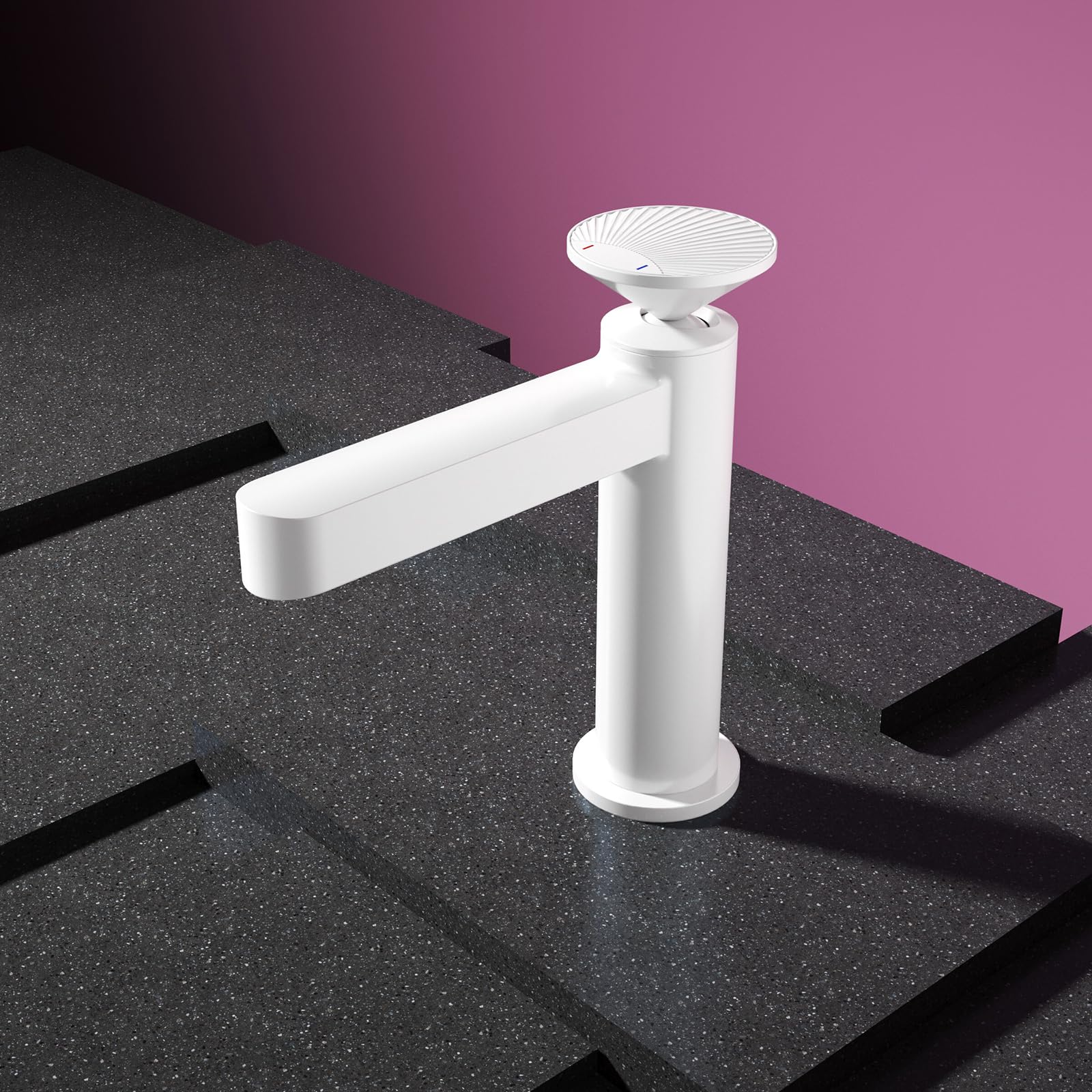 Biaoteng White Brass Mixer Tap Bathroom Sink 2 Mode Hot And Cold Bathroom Basin Mixer Taps 1 Hole For Bathrooms