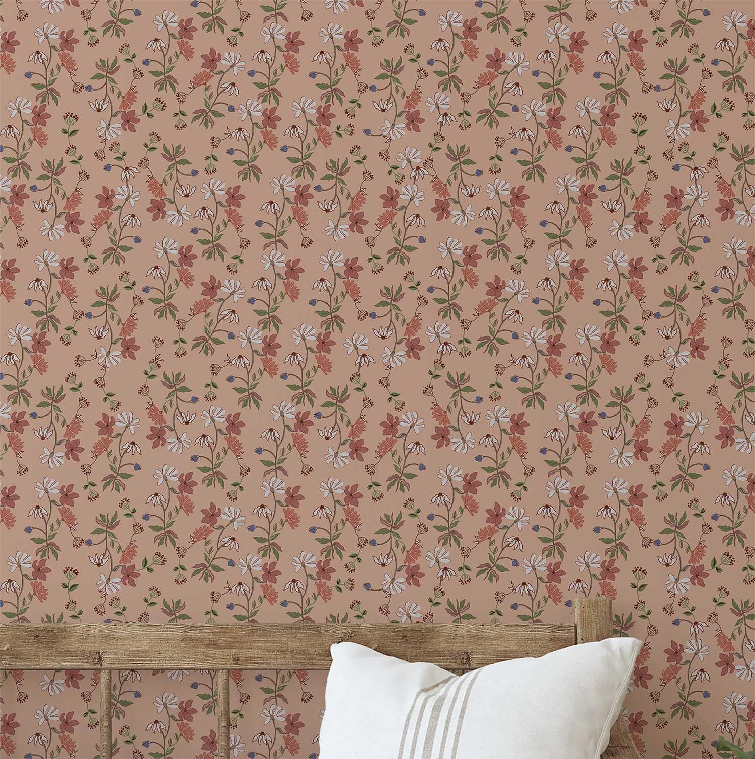 Papier peint floral marron pour personnaliser les armoires et les commodes