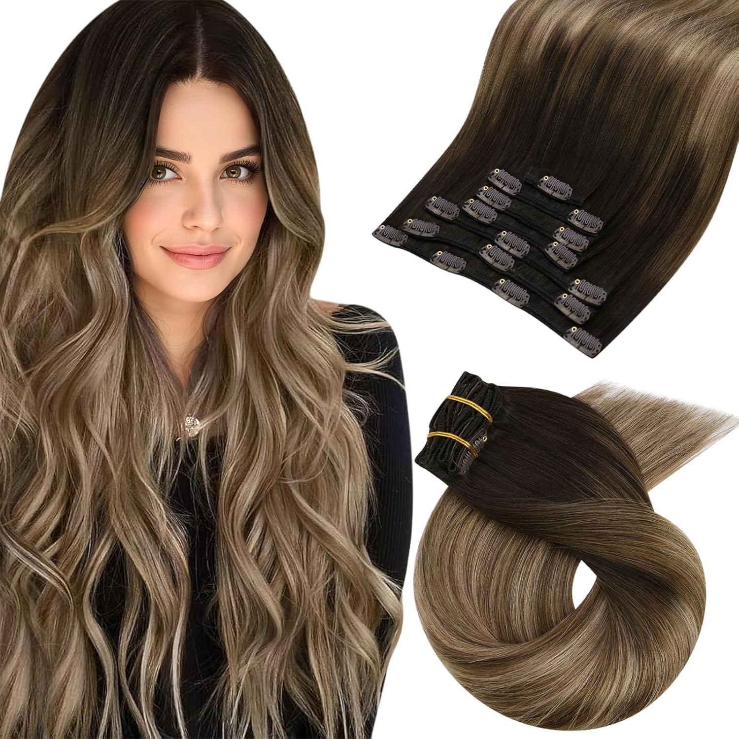 Moresoo Clip in Extensions Echthaar Haarverlängerung Echthaar Extensions Clip