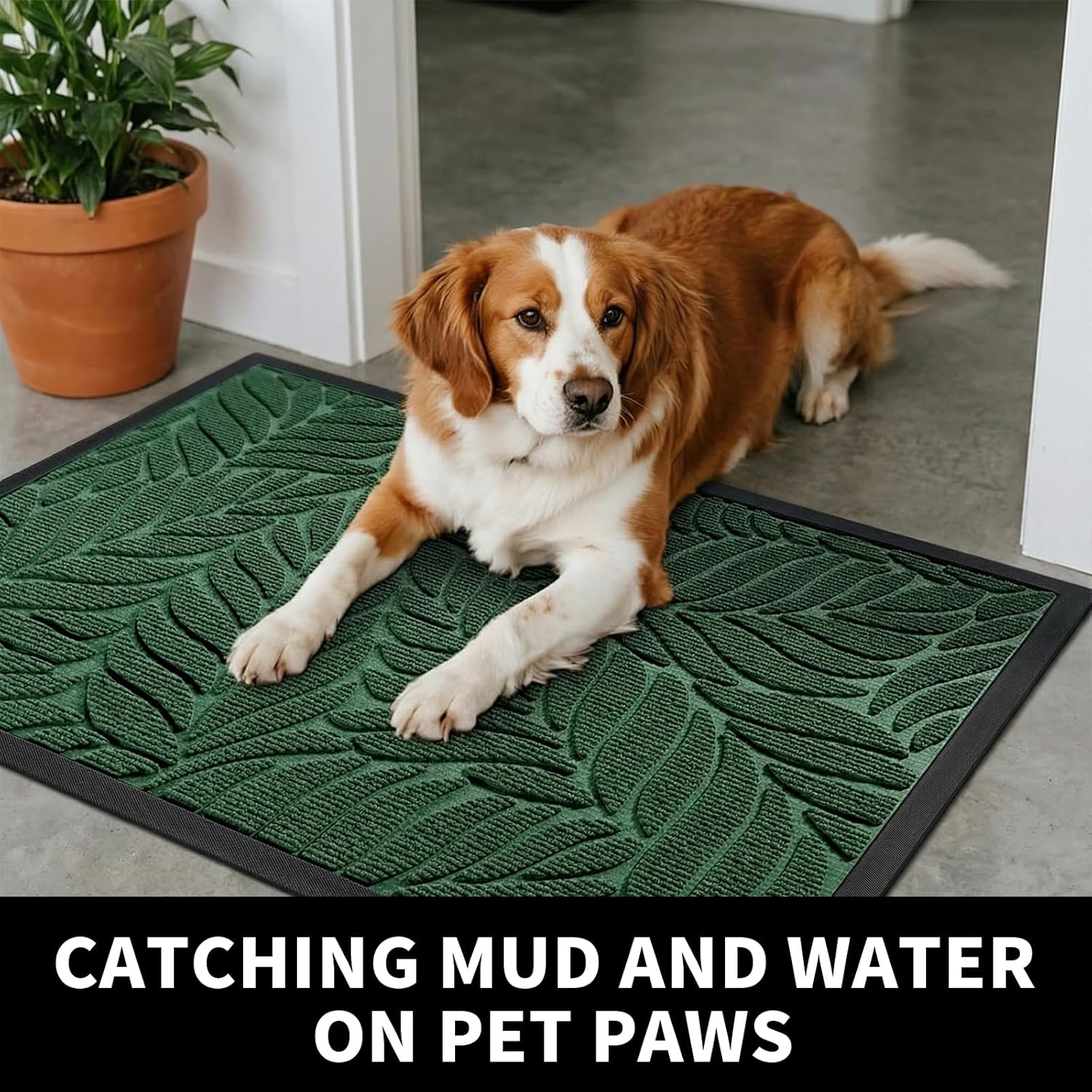 Yimobra 36x24 Large Door Mat Outdoor Indoor, All-Season Waterproof Door Mat Outside Entrance, All-Weather Non-Slip Outside Doormat for Garage Patio Entryway, Green