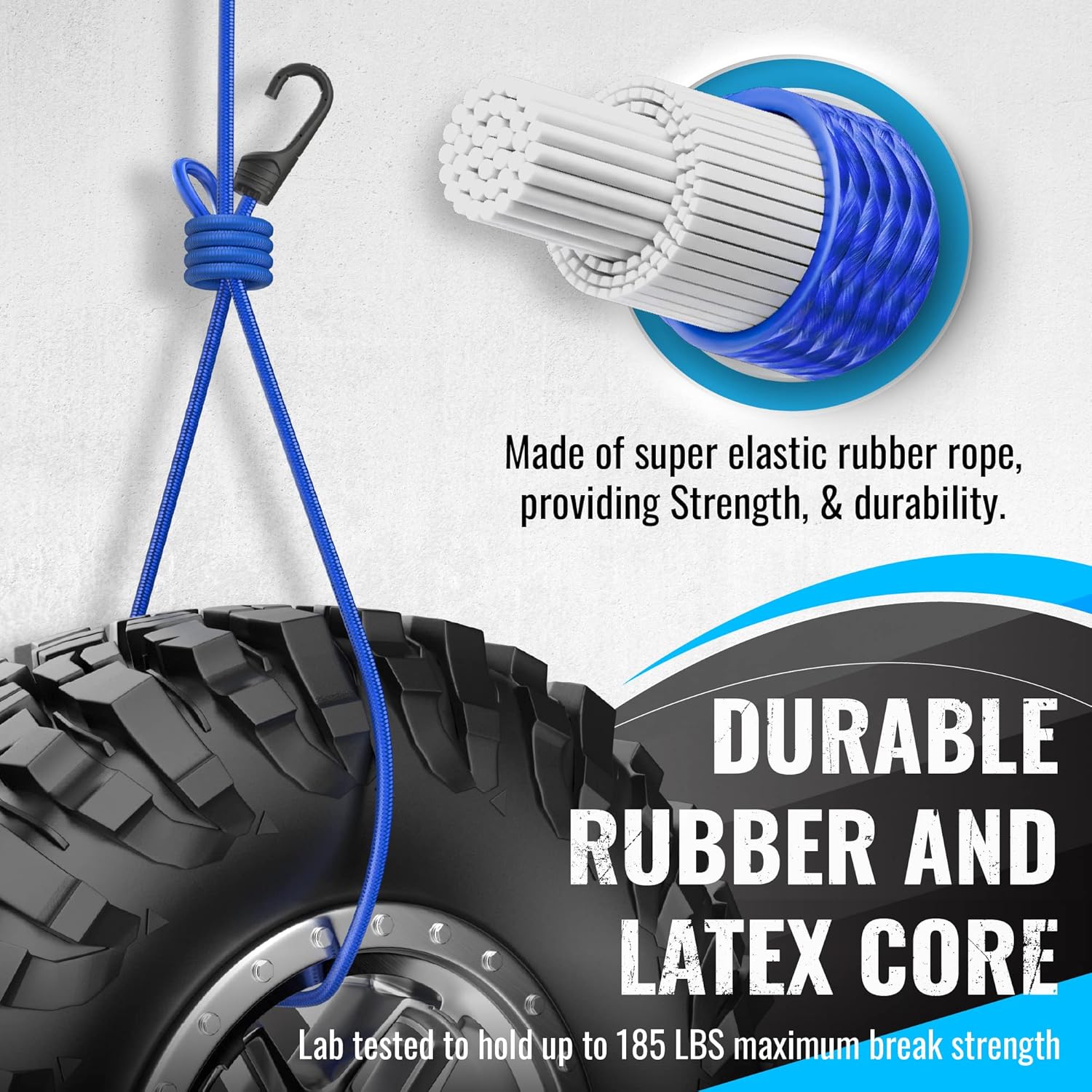 Bungee Cords Heavy Duty Outdoor - 30 PCS Bungee Cord with Hooks Assorted Sizes in Carry Bag, 10", 18", 24", 32", 40" Bungee Cords with Hooks & 8" Canopy, Bungee Balls, Tarp Clips