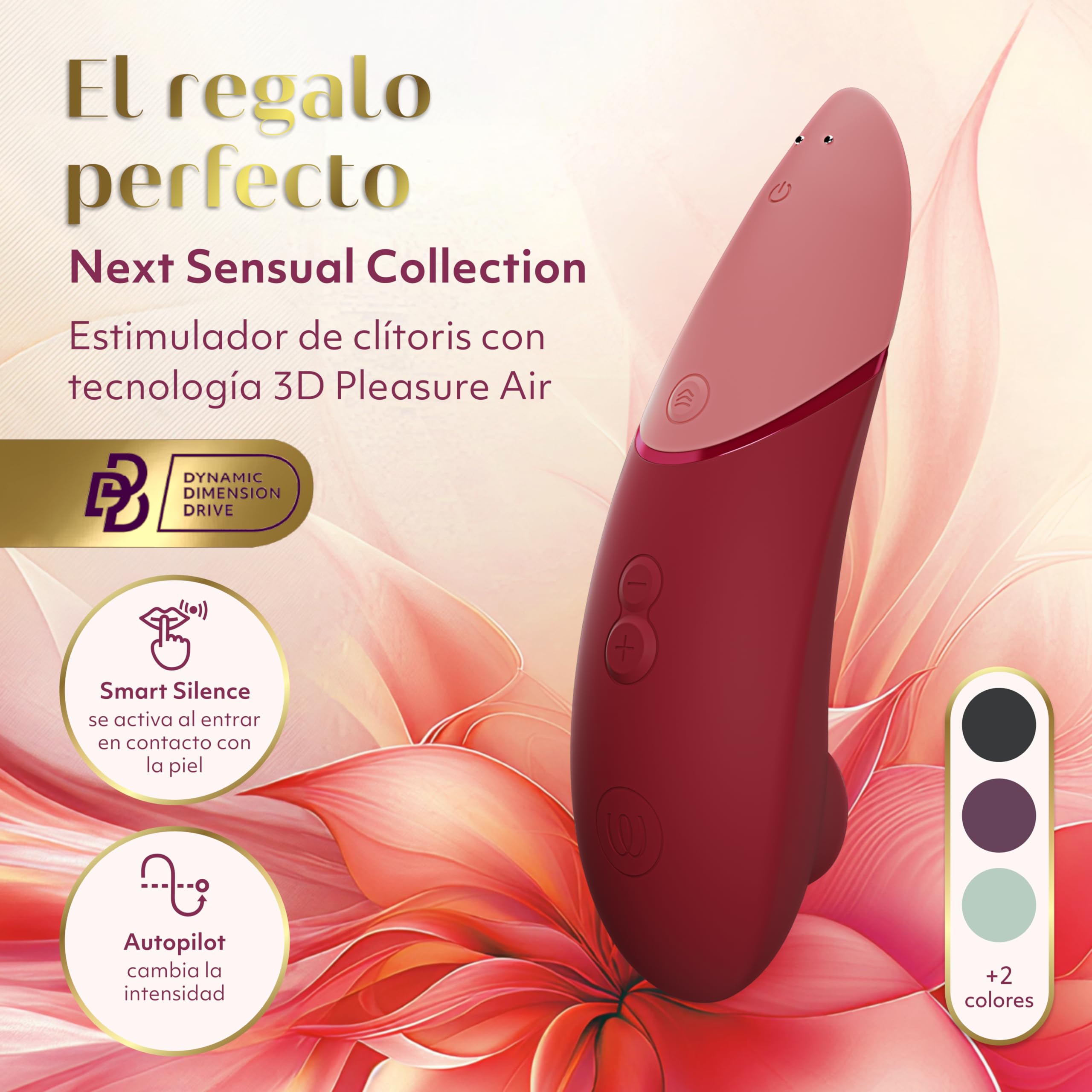 Womanizer Next Succionador de clítoris femenino | Estimulador Vibrador mujer | Juguetes eróticos para pareja sexuales con 14 niveles de Intensidad | Resistente al Agua | Recargable | Bordeaux