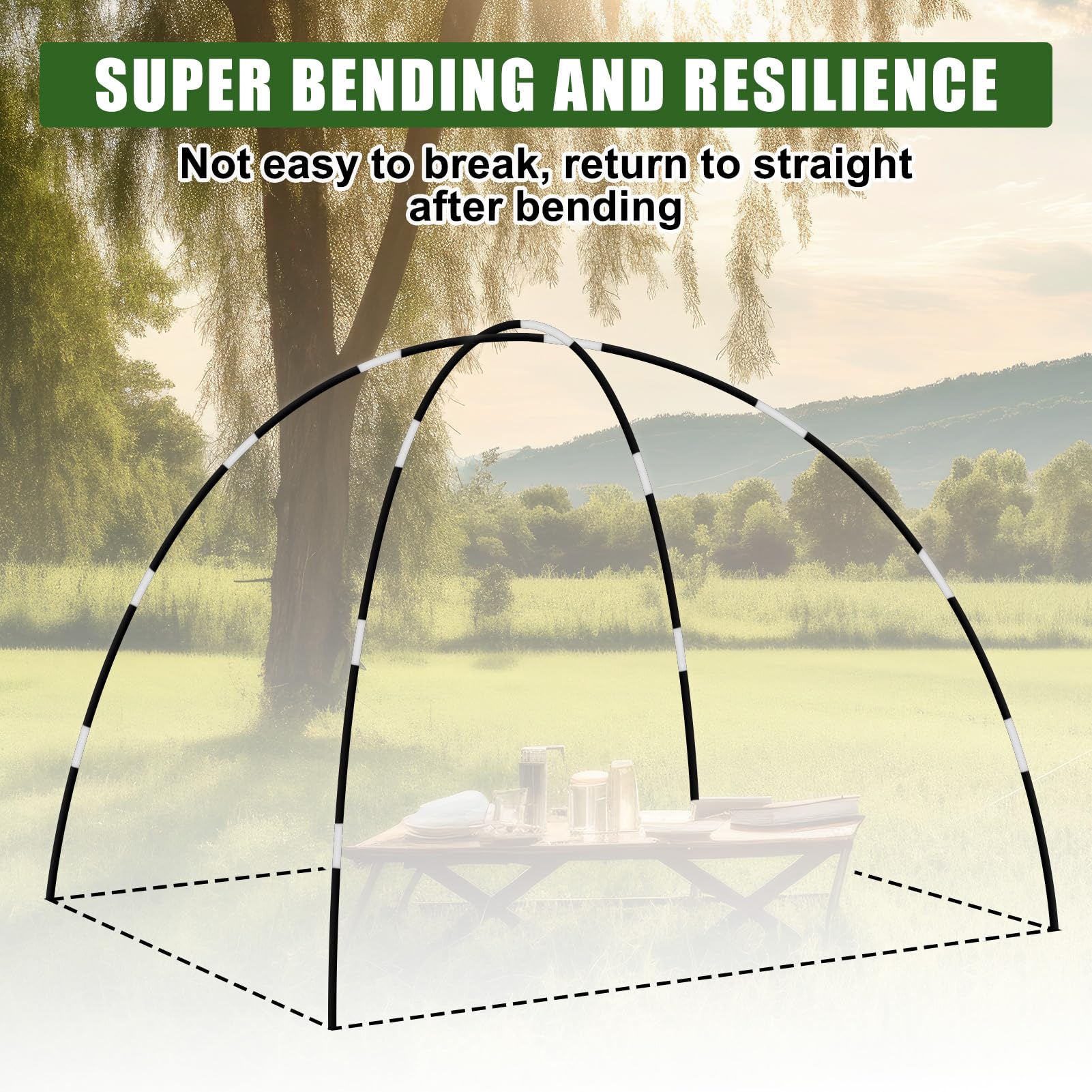 Yaocom 2 Stück 6 m Fiberglas-Zeltstangen Ersatz vormontierte schwarze Zeltstangen Camping Rutenteile für Wandern Outdoor Camping Rucksackreisen