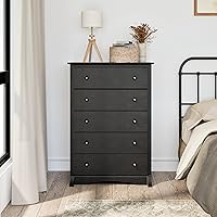 Vista 58 de Prepac Cómoda rústica estilo casa de campo, cómoda negra para dormitorio, cómoda con 5 cajones de 18.5 pulgadas de profundidad x 27.5 pulgadas