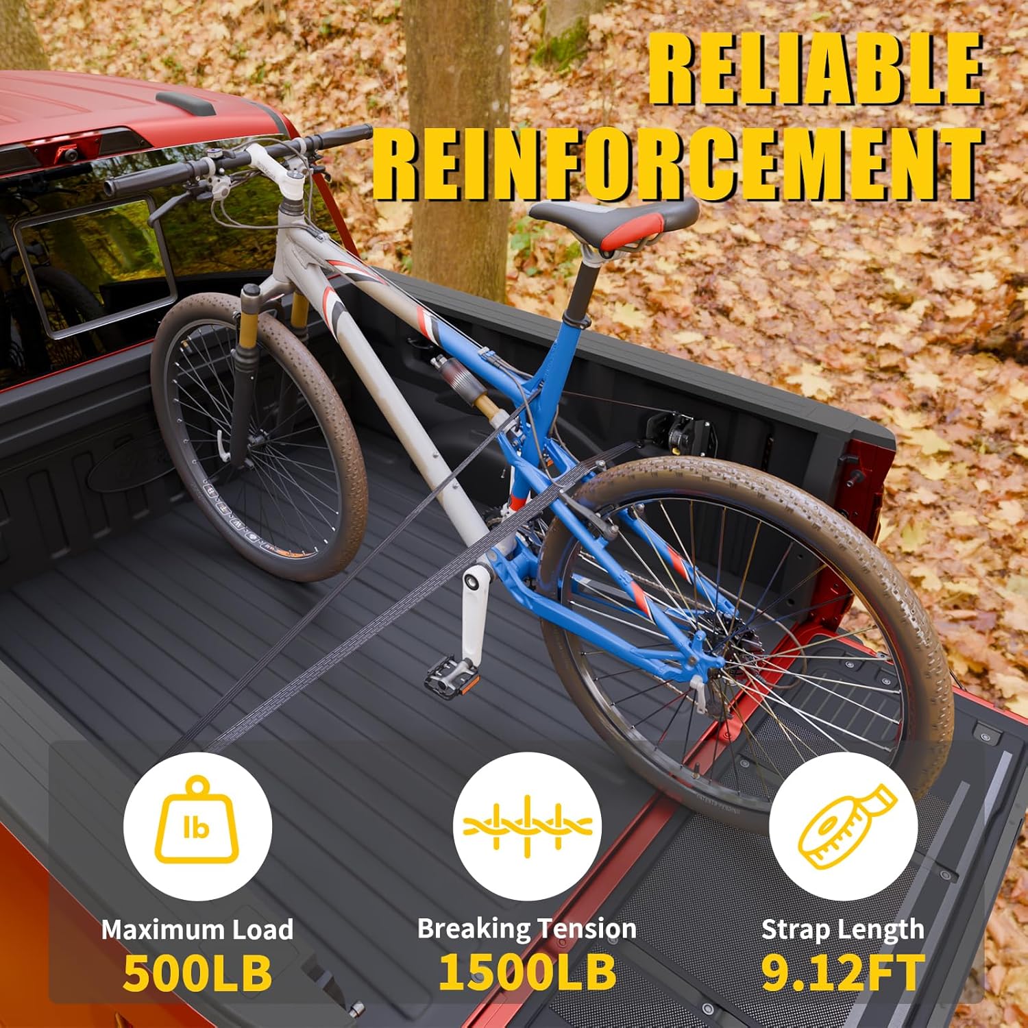 Retractable Ratchet Straps Compatible with 2015-2025 2026 Ford F150 Retracting Straps 2PCS Auto Retract Securing Strap Tie Down System for 2025 F150 Accessories - Image 5