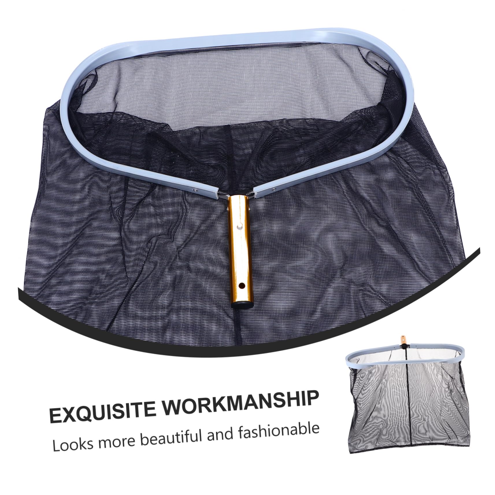 Gatuida Épuisette de Fond de Piscine Portable Noire Filet Robuste pour Nettoyage et Débris Outil Pratique pour Bassin et Étang Cadre Alliage Daluminium