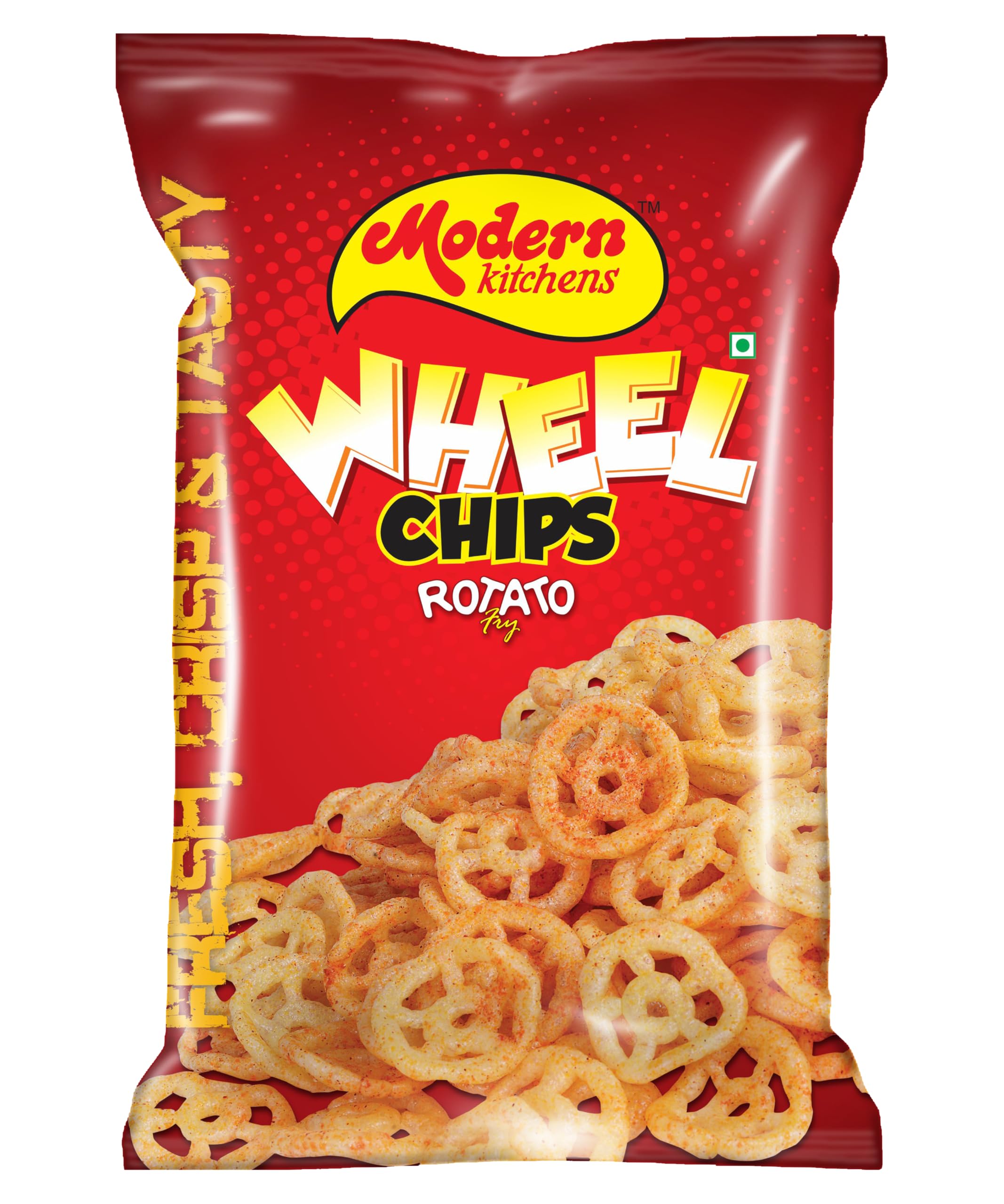 Modern Kitchens Wheel Chips - 60 Grams | Crispy Wheat Flour Snack with Red Chilli, Coriander, Cumin, and Black Salt